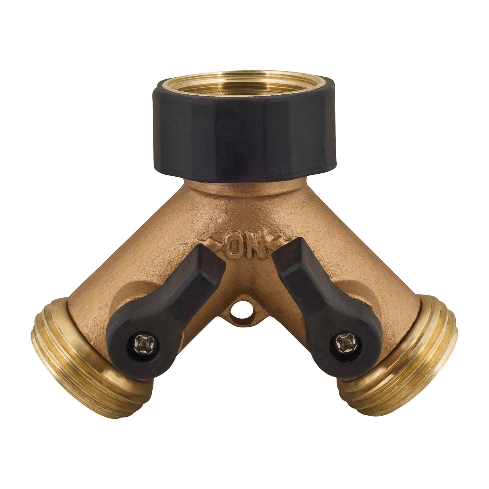 Raccord de boyau en métal avec vanne d'arrêt intégrée, 2 voies