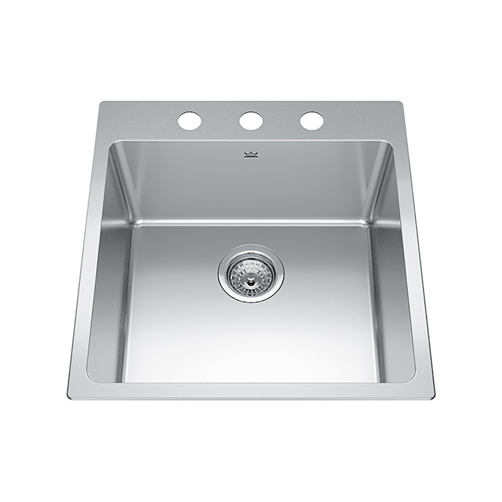 Évier de cuisine à encastrer en acier inoxydable à cuve simple et à 3 trous, 20-7/8'' x 19-15/16'' x 9''