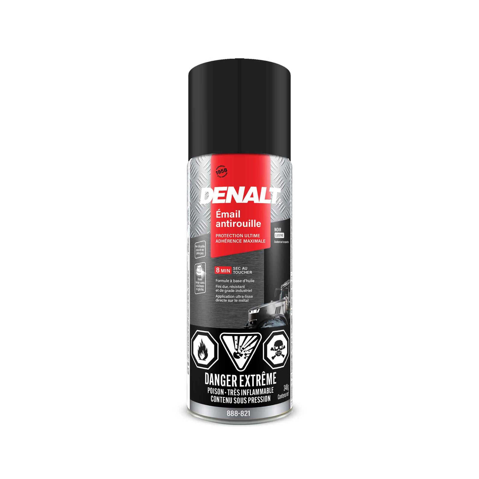 Émail antirouille en aérosol à base d’huile, 340 g (noir lustré)
