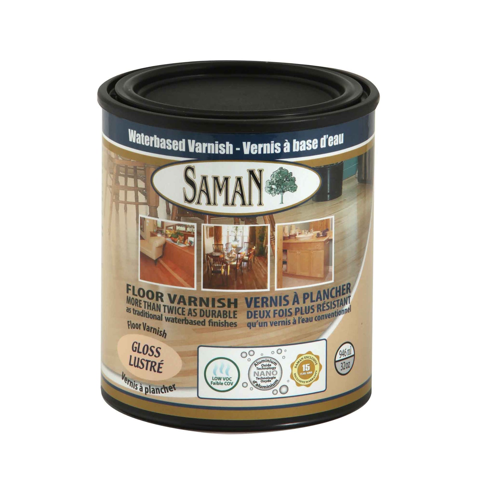 Vernis à base d'eau lustré, 946 ml        