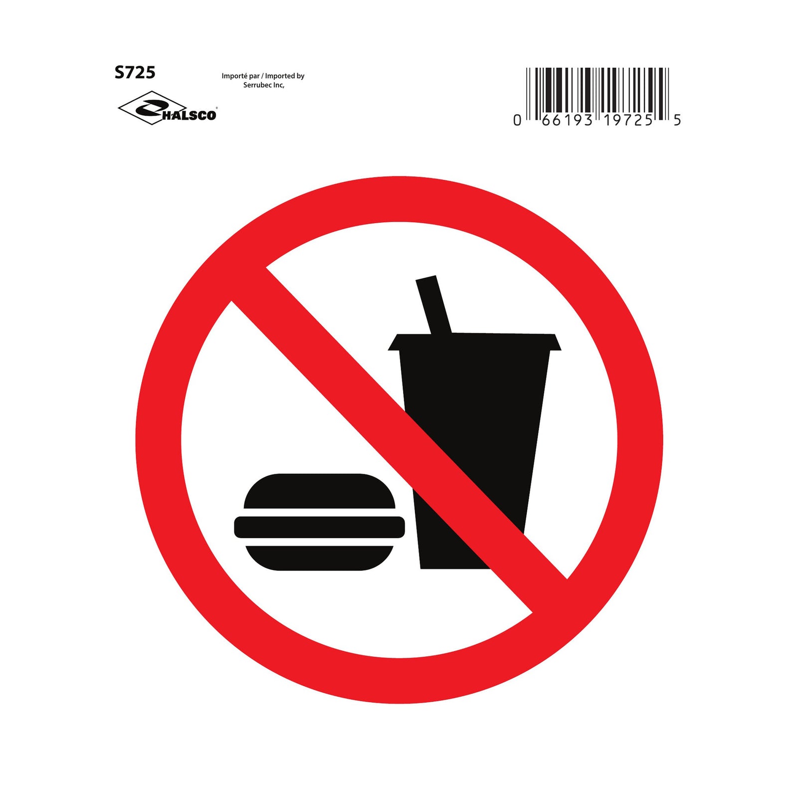 Affiche "Interdit de consommer de la nourriture", 5-1/2" x 5-1/2"