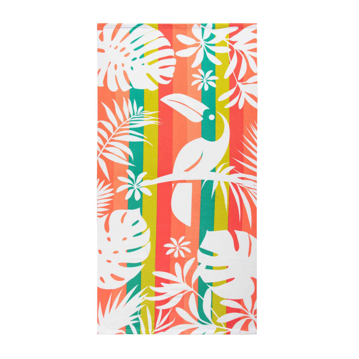 Serviette de plage en microfibre avec un imprimé de jungle et toucan, 54&quot; x 27&quot;