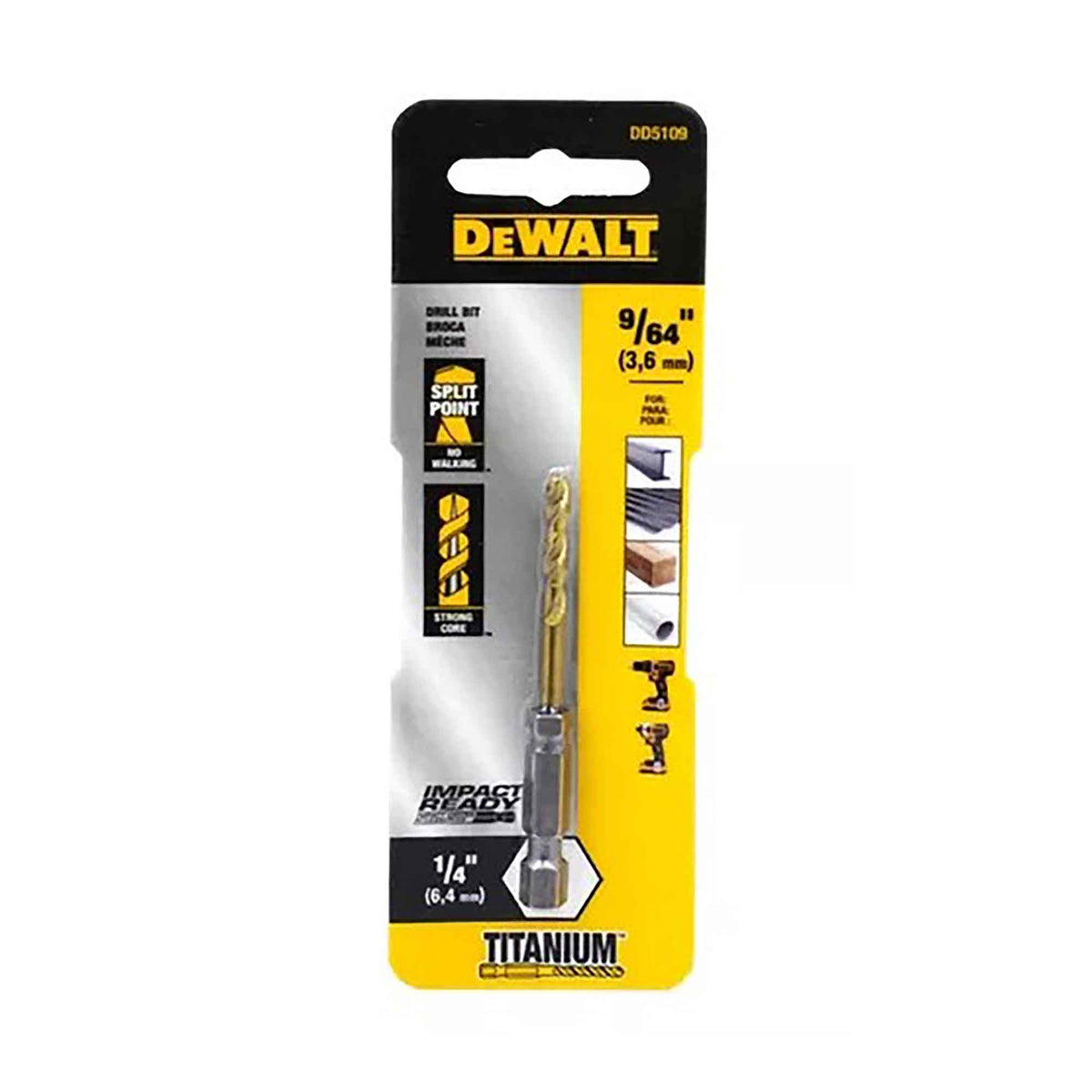 Mèche recouverte de nitrure titane Impact Ready, 9/64"       