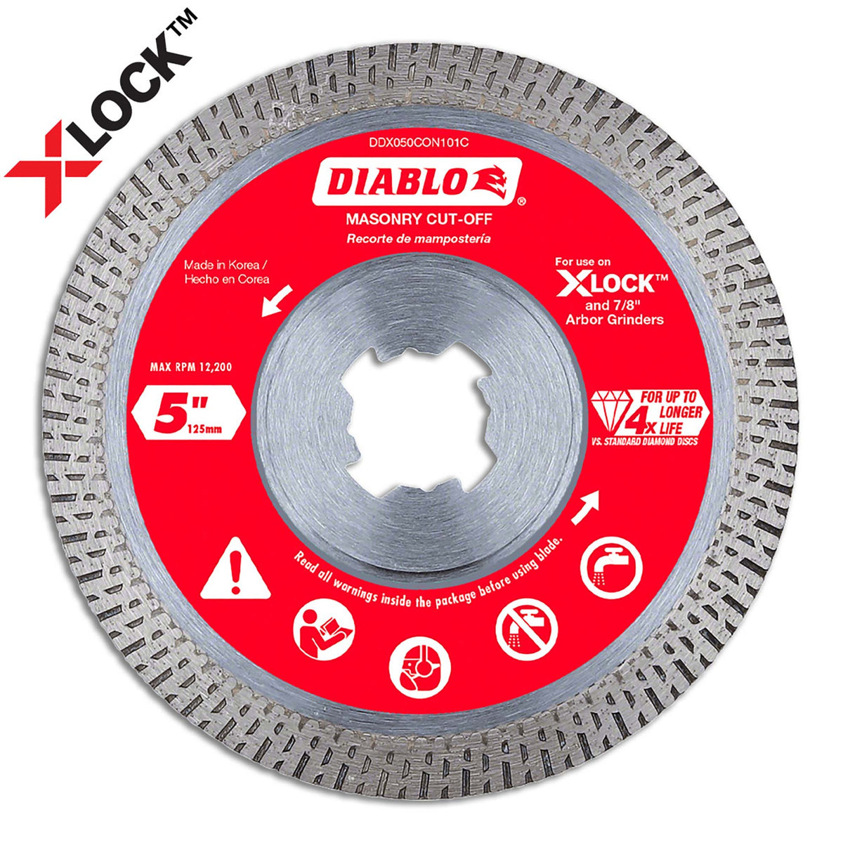 Disque à tronçonner au diamant X-Lock pour maçonnerie de 5&quot;, arbre de 7/8&quot;