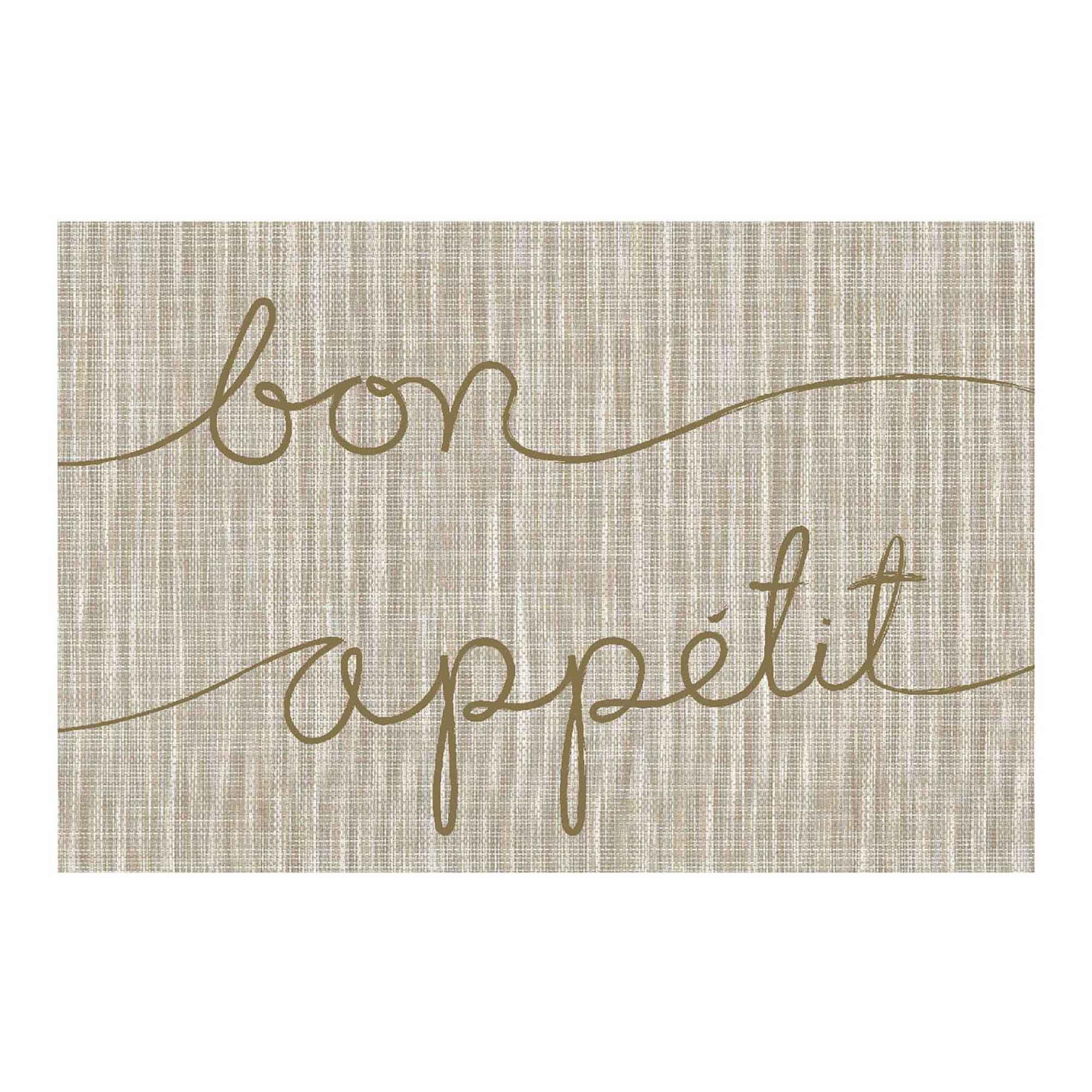 Napperon en textilène avec écriture or "bon appétit"