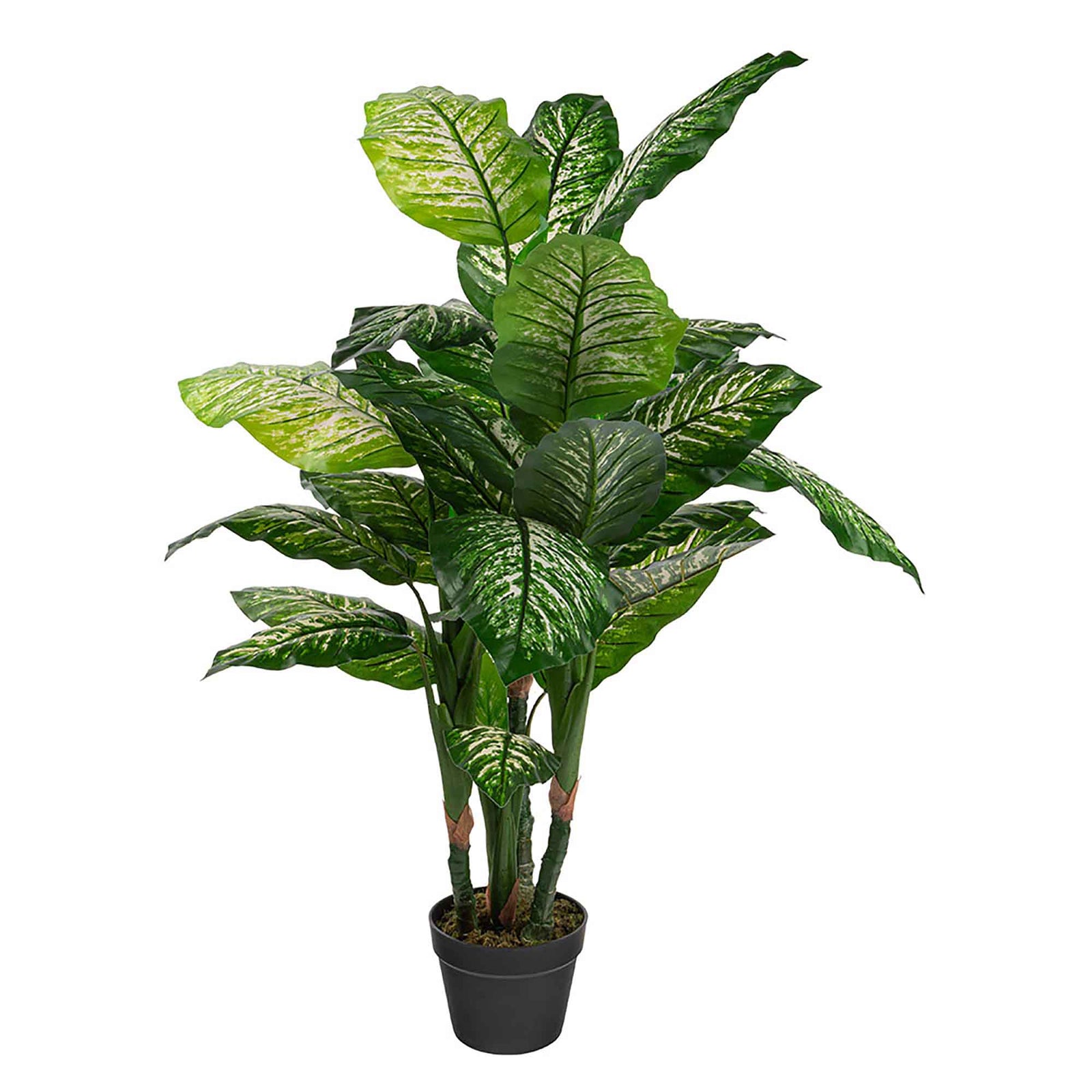 Plante Dieffenbachia artificielle d'intérieur en pot noir, 47"