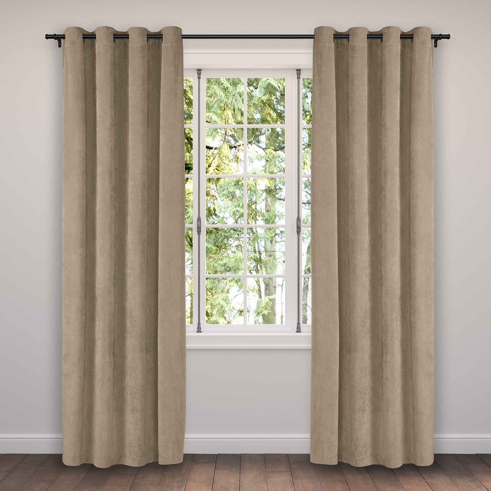 Rideau en velours côtelé taupe, 54'' x 96''