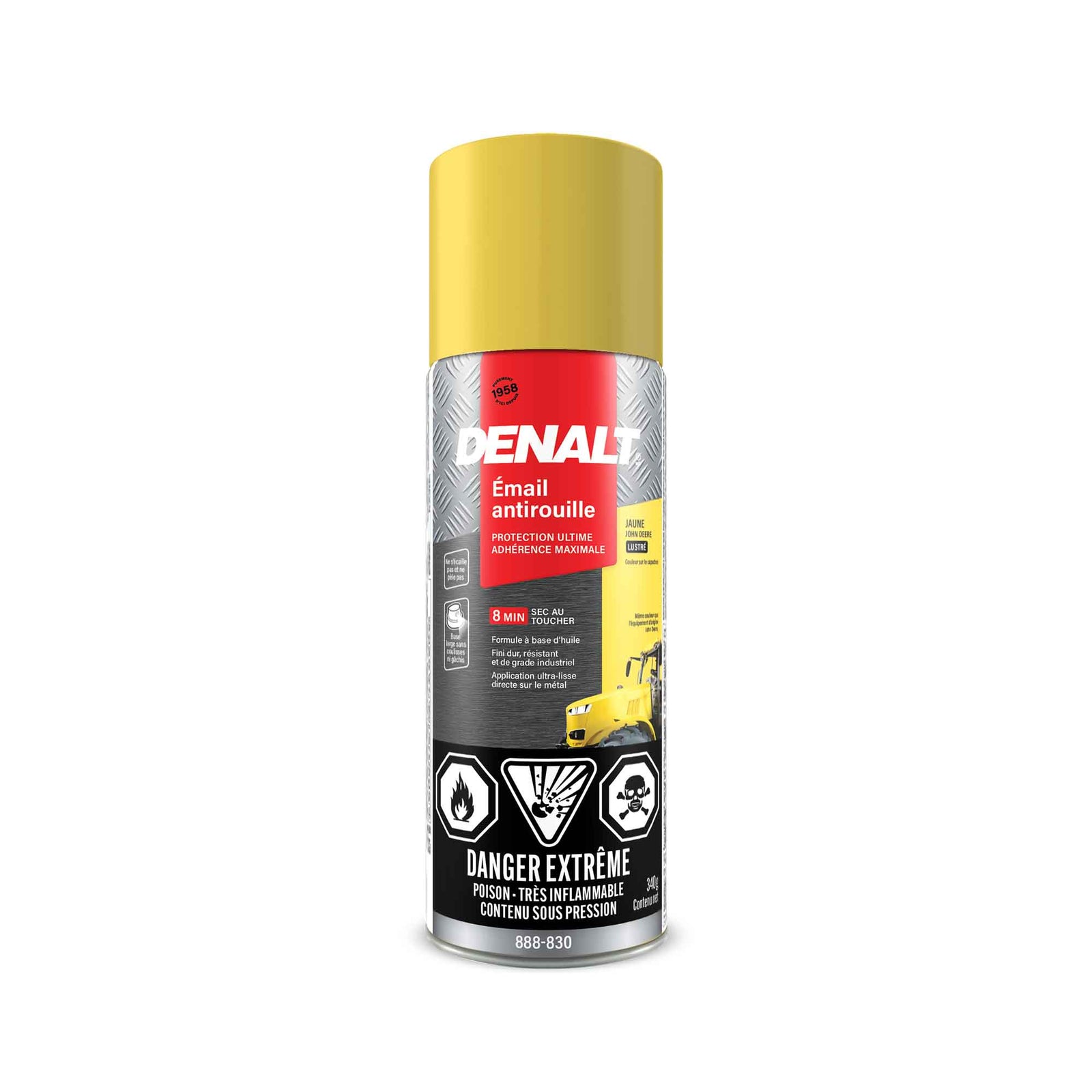 Émail antirouille en aérosol à base d’huile, 340 g (jaune John Deere lustré)