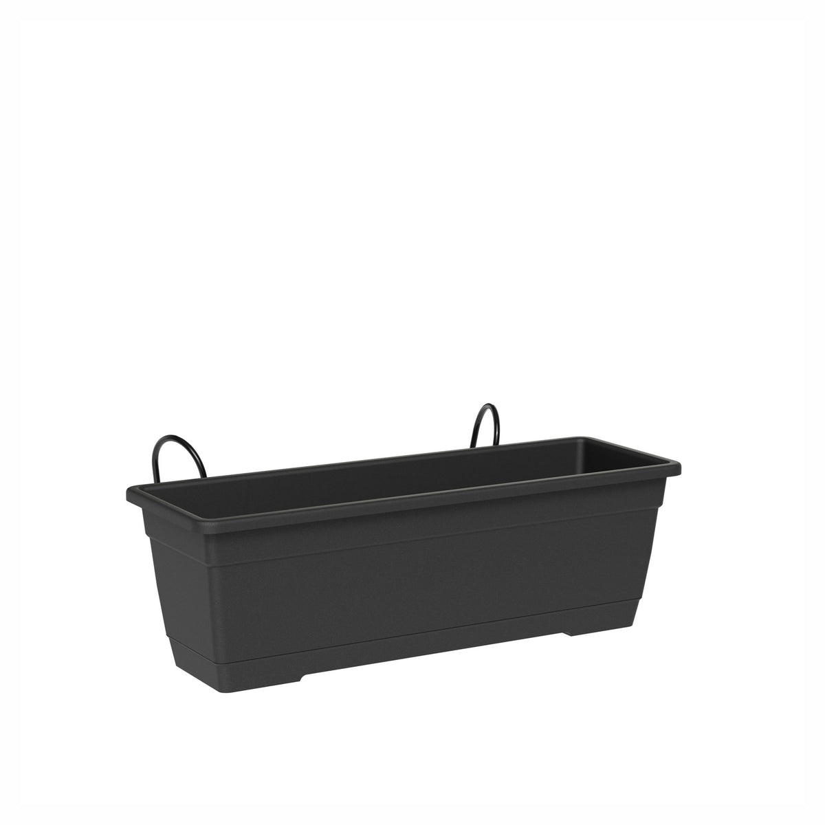 Jardinière de balcon Birka avec supports, 20'' (noir cendre)