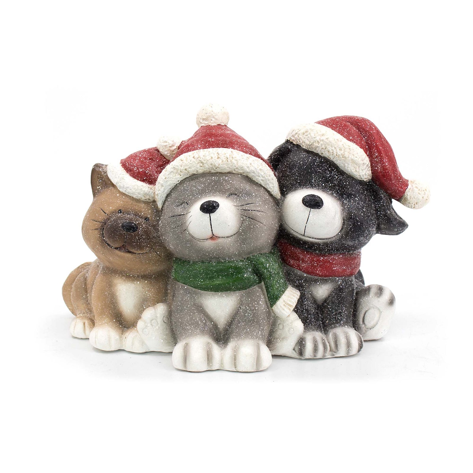 Chiens avec tuque de Noël en polyrésine, 44 cm / 17"