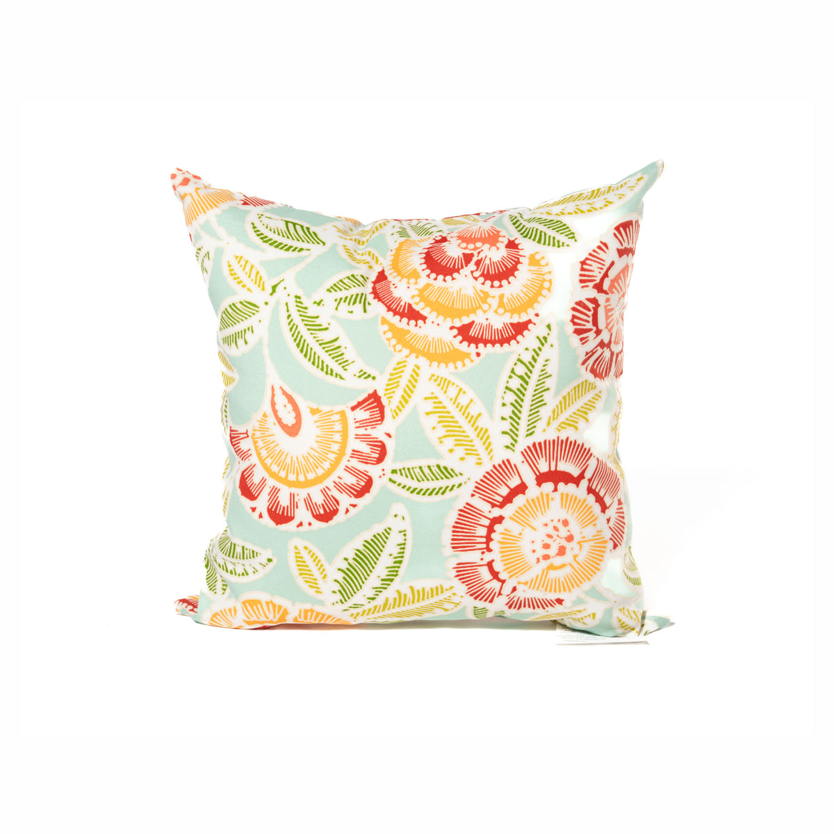 Coussin d’extérieur de 18" x 18", motif de feuilles et fleurs