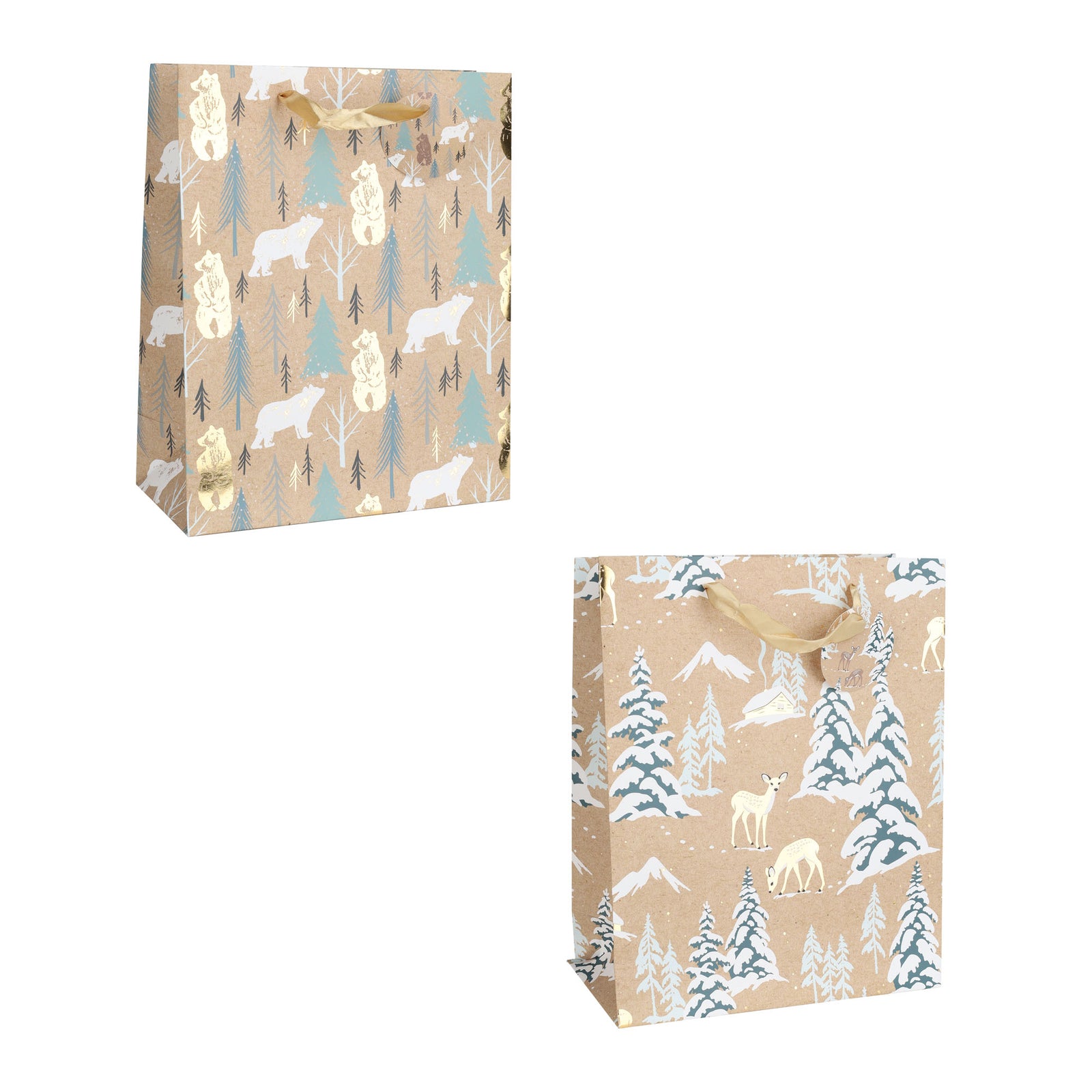 Sac cadeau de Noël avec animaux dans la forêt, moyen (choix entre 2 modèles)