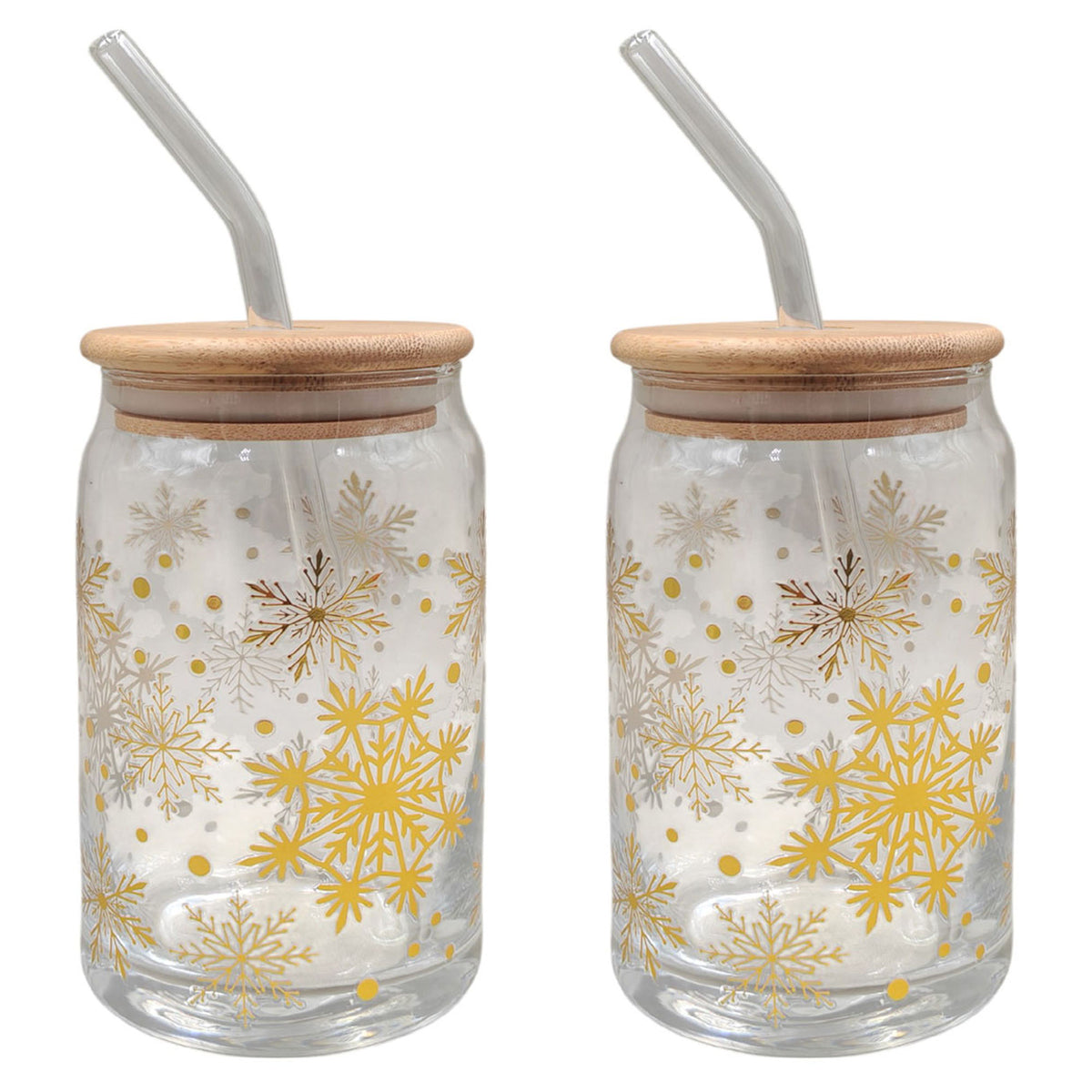 Verre de Noël en borosilicate avec paille, 350 ml (2 pièces)