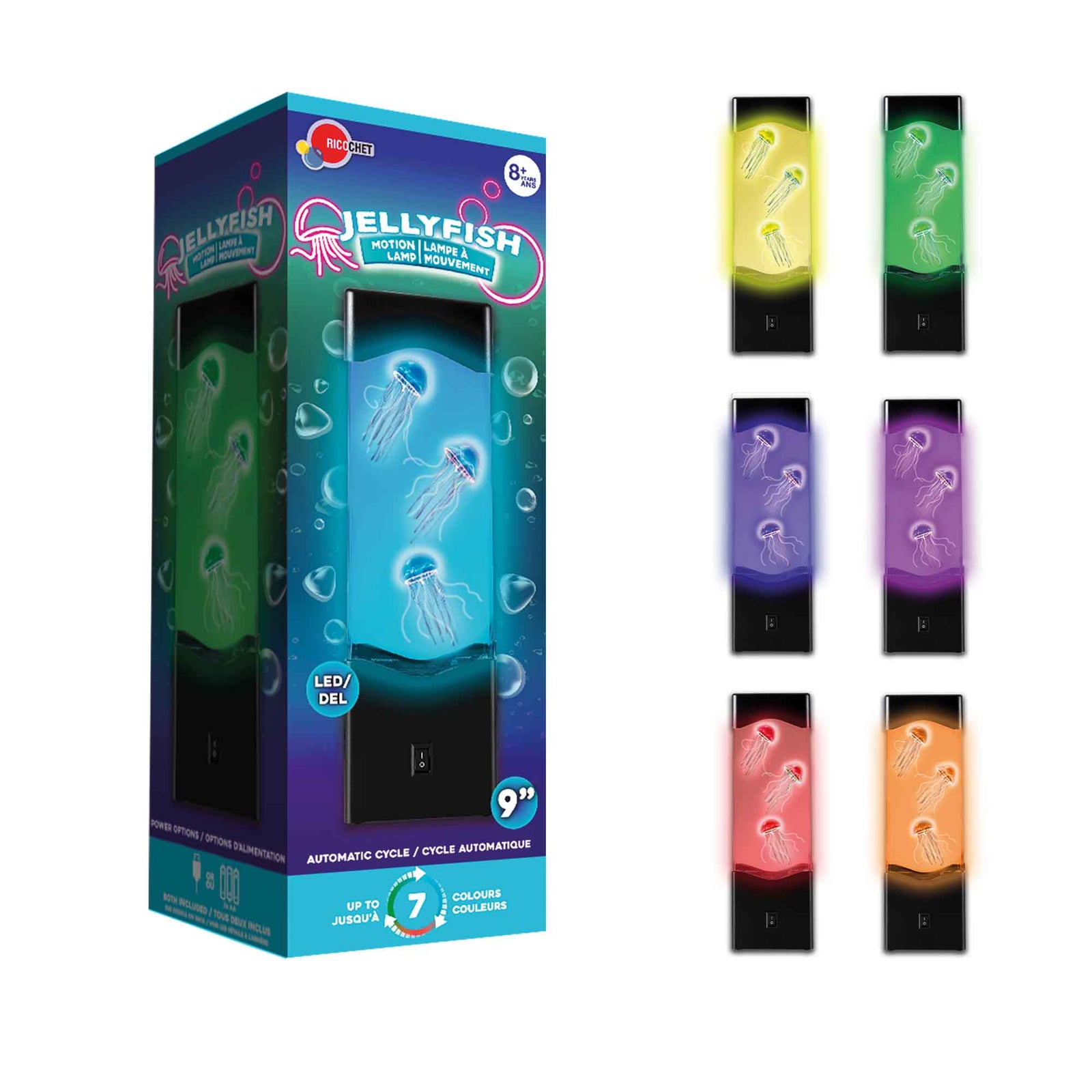 Lampe à mouvement ''Méduse'' de 9'', jusqu'à 7 couleurs