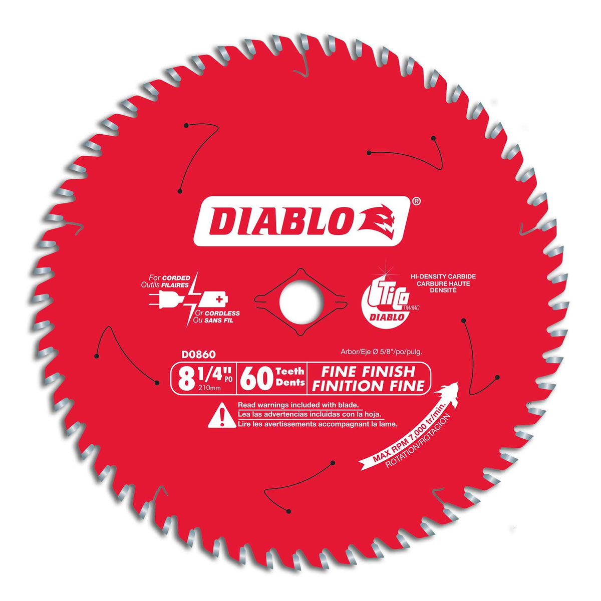 Lame de finition pour le bois, 8-1/4'' x 60 dents