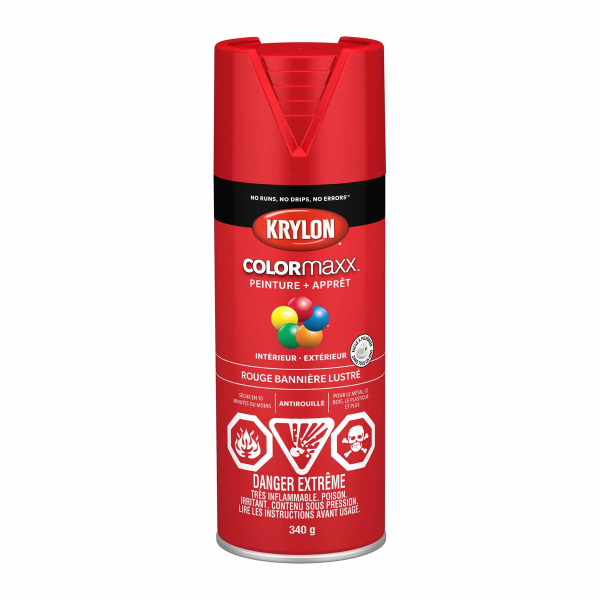 Krylon aérosol COLORMAXX peinture + apprêt rouge bannière lustré, 340 g