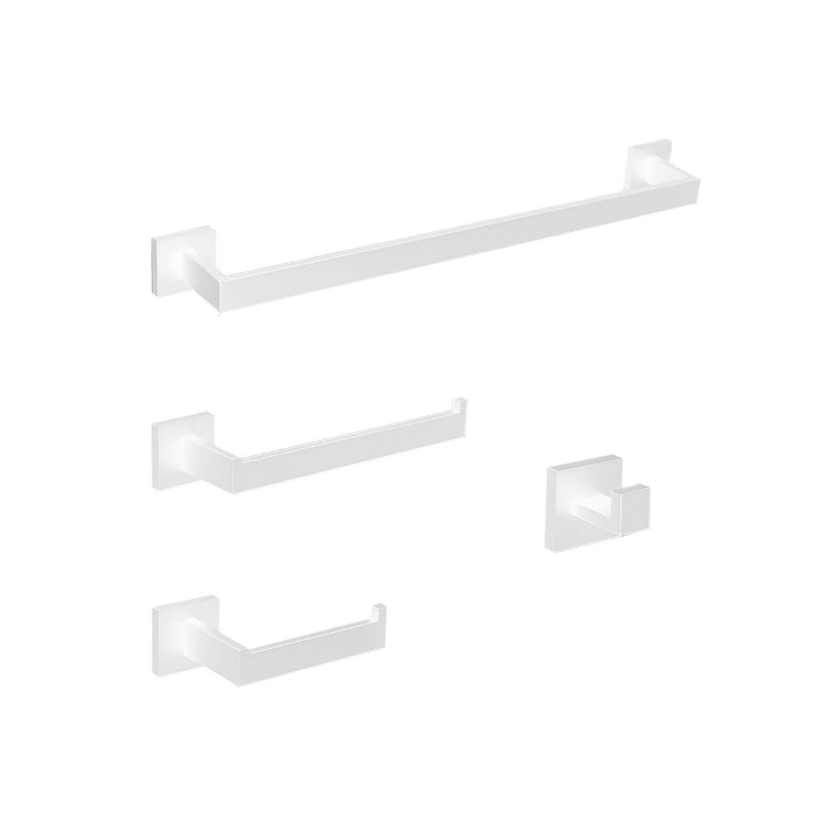 Accessoires de salle de bain DENNIS-W, blanc mat (4 pièces)