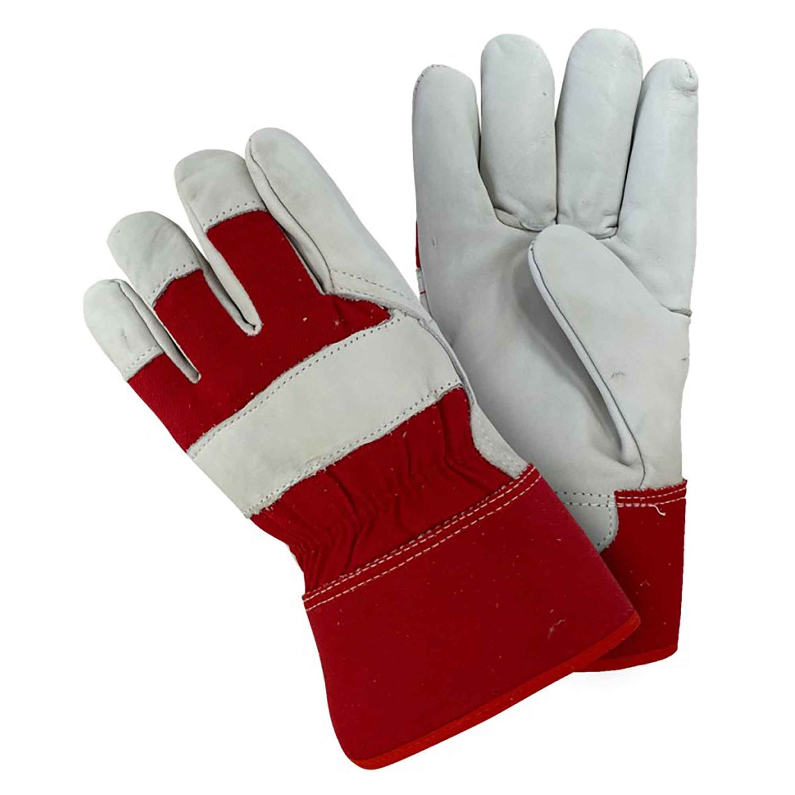 Gants de travail en cuir de vache pleine fleur doublés en molleton avec dos en coton, grand (couleurs assorties)