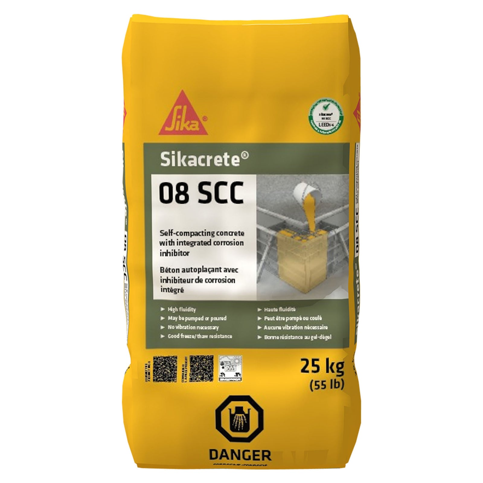 Béton auto-plaçant avec inhibiteur de corrosion intégré Sikacrete-08 SCC, 25 kg