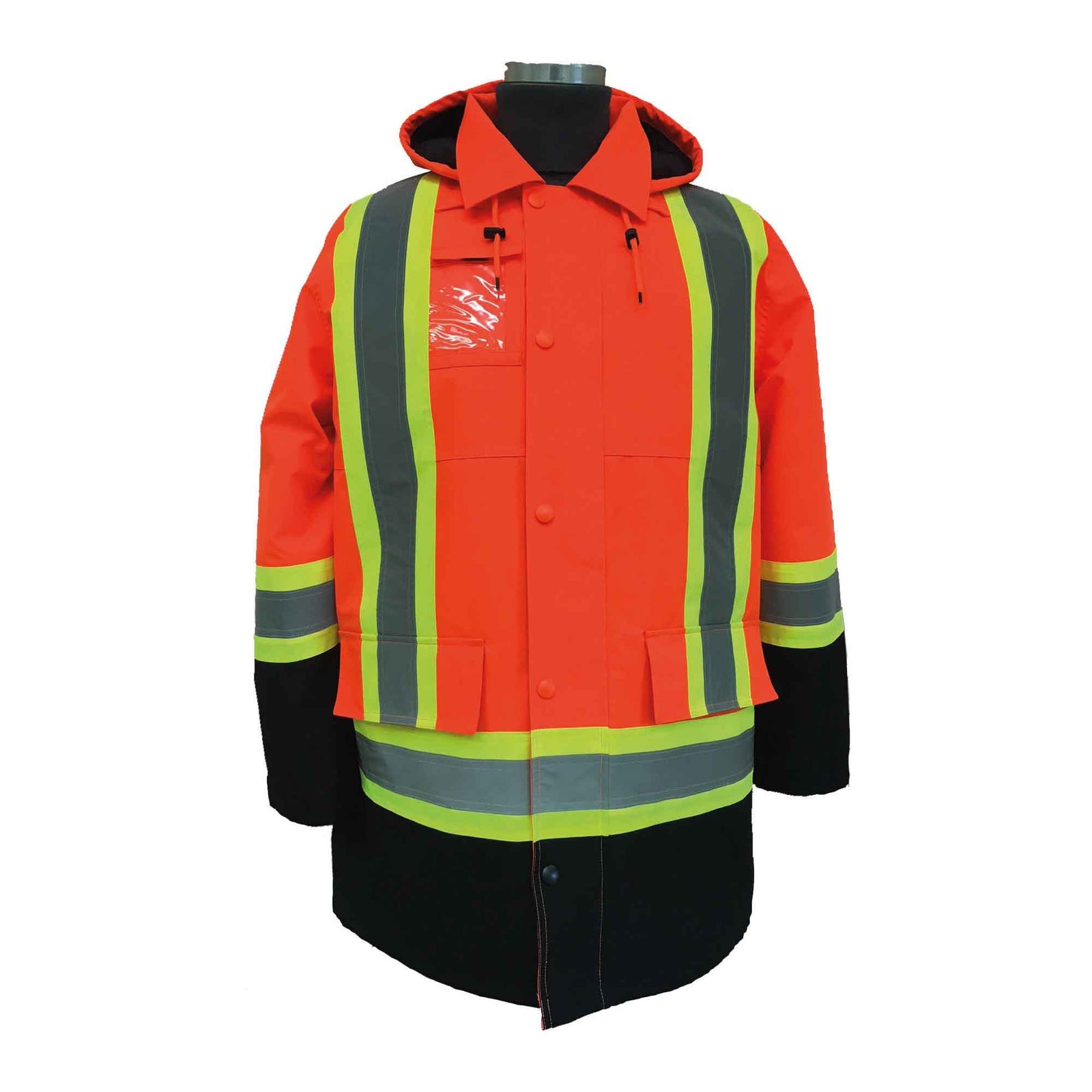 Parka de travail chauffant avec bandes réfléchissantes et capuche, large