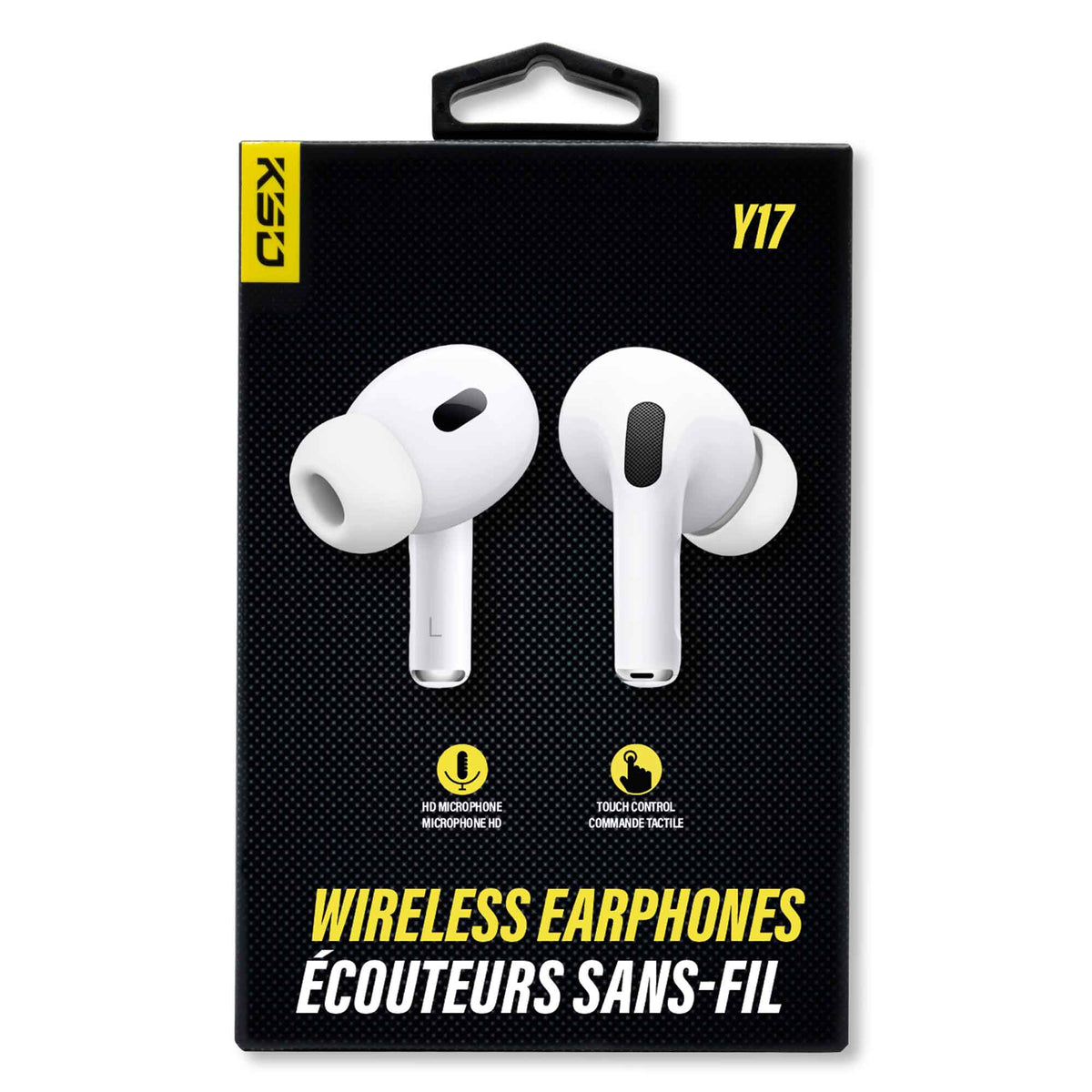 Écouteurs sans fil Y17 avec microphone HD et commande tactile, blancs