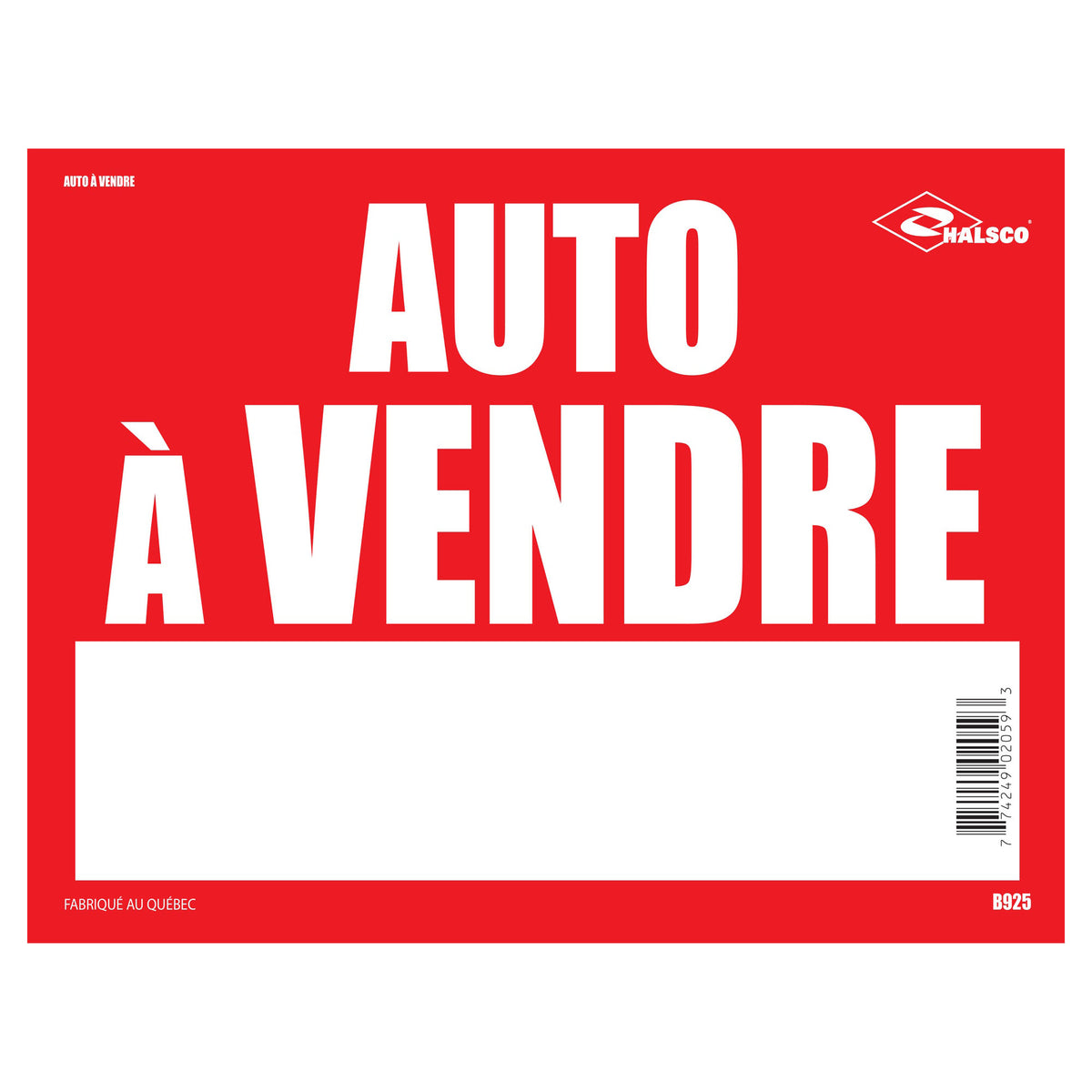 Affiche ''Auto à vendre'', 12" x 16"