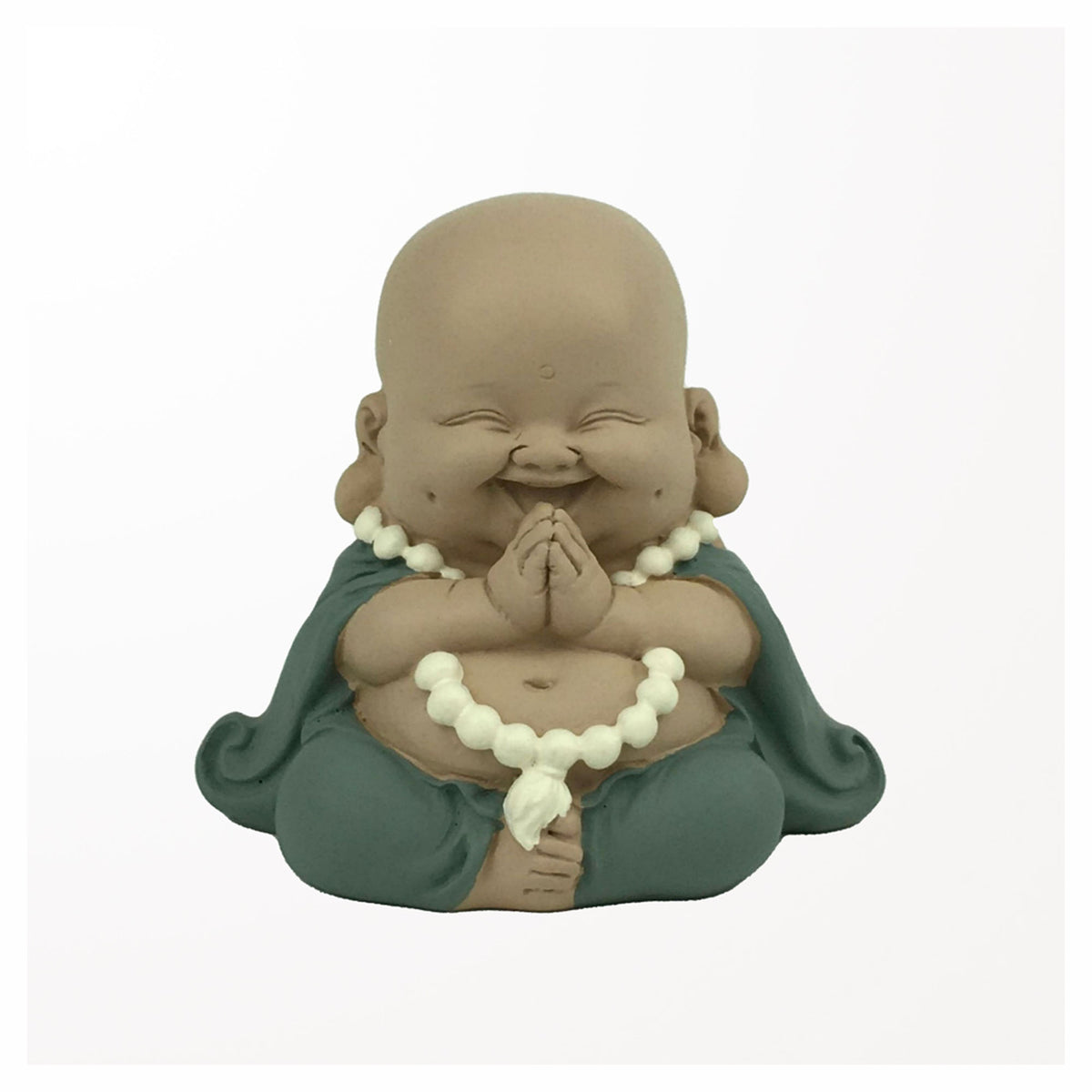 Statut de petit Bouddha en polyrésine « voeux », 3-1/2" x 2-1/2" x 3"