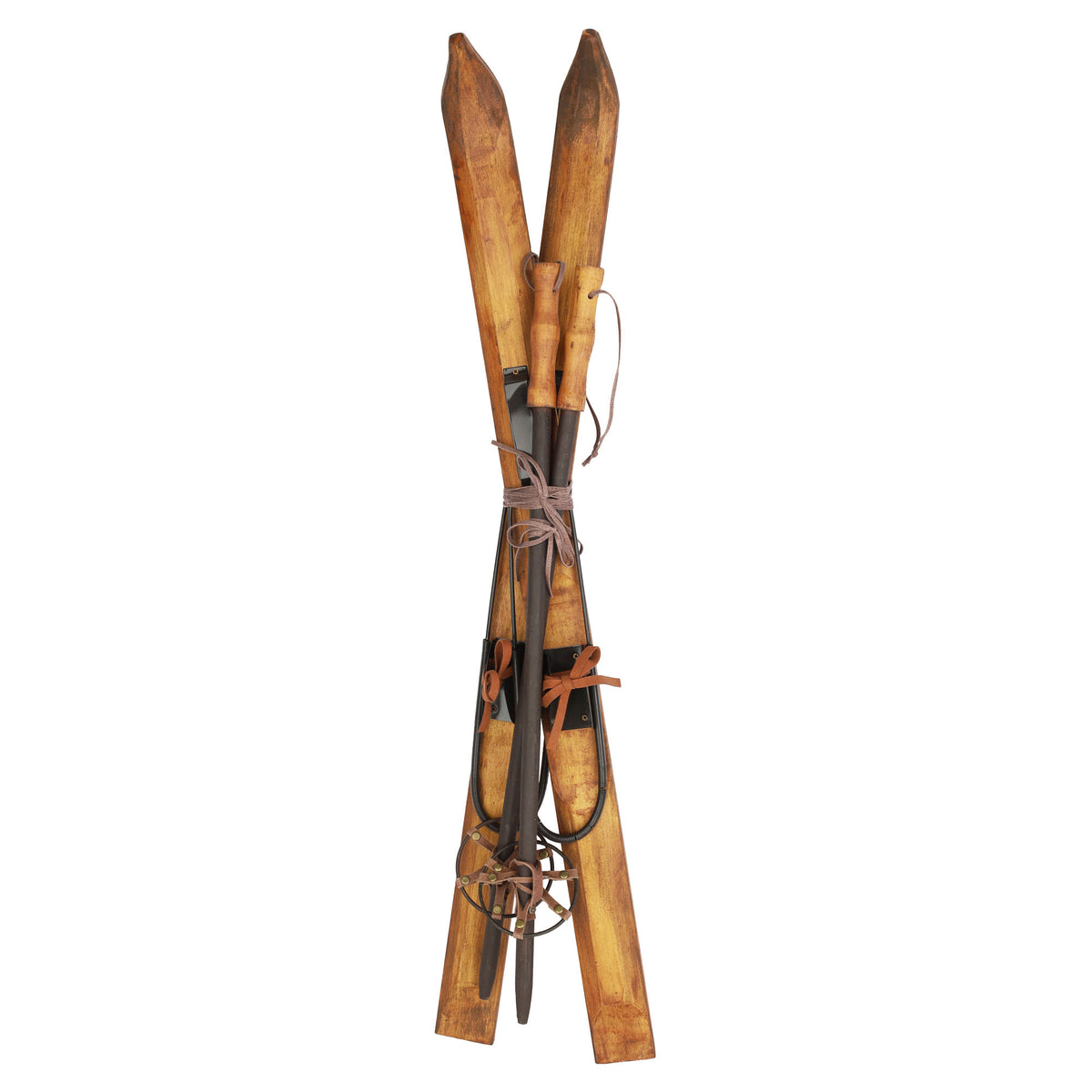 Décoration murale de skis avec bâtons en bois, 35,43"