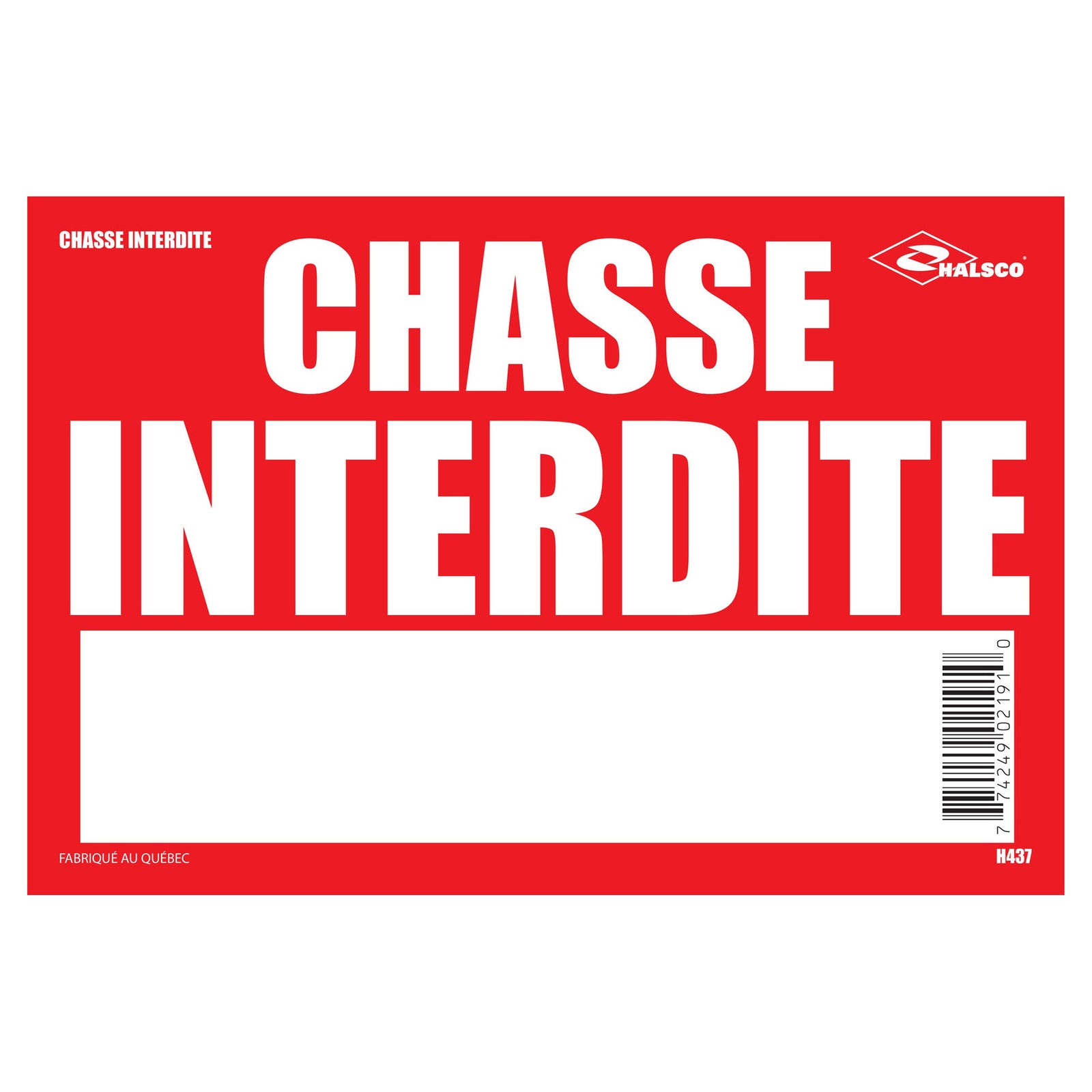 Affiche "Défense de chasser", 8" x 12"