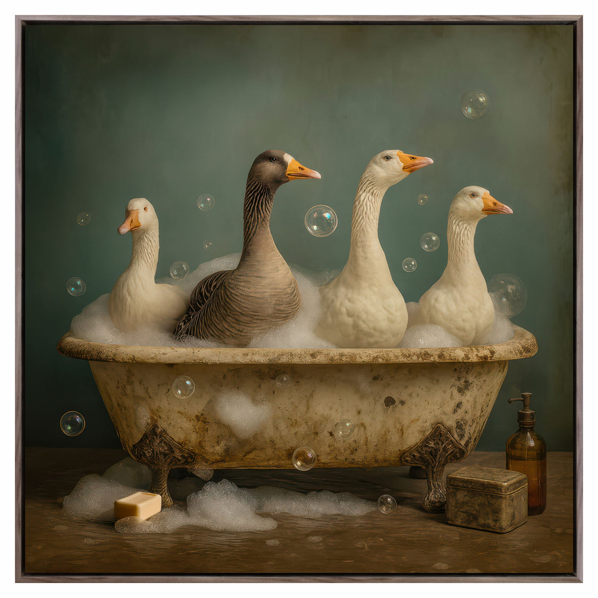 Canevas de canards dans la baignoire, 24" x 24"