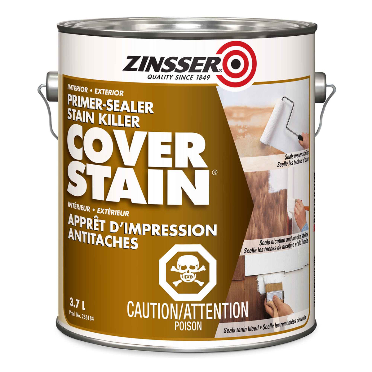 Scellant d&#39;apprêt à base d&#39;huile Cover Stain pour intérieur / extérieur blanc, 3,7 L