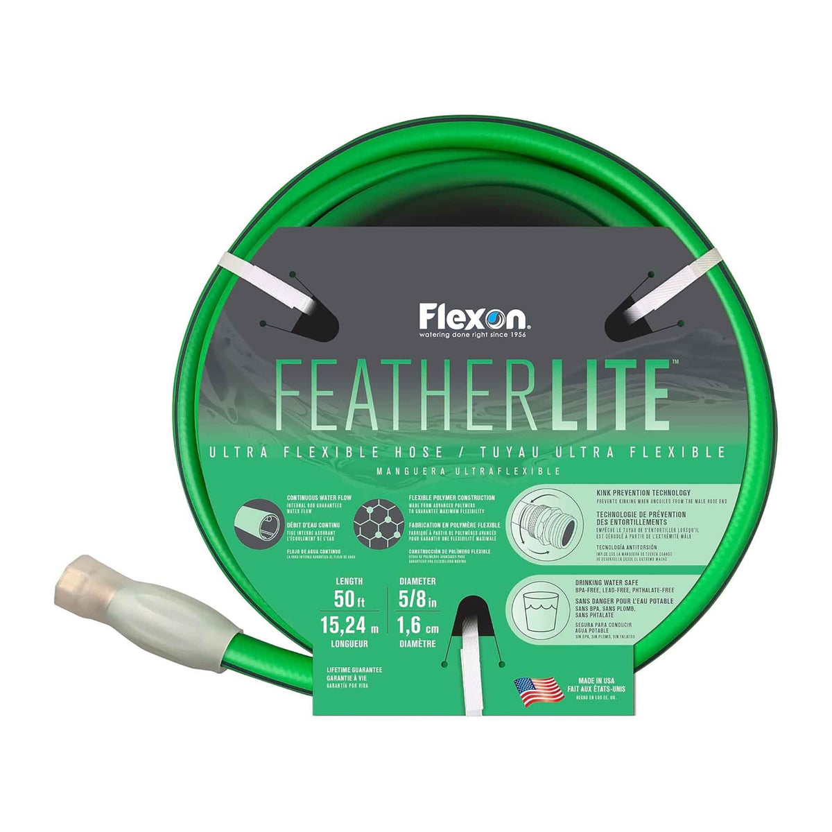 Boyau d'arrosage ultra flexible FEATHERLITE, 5/8'' x 50'