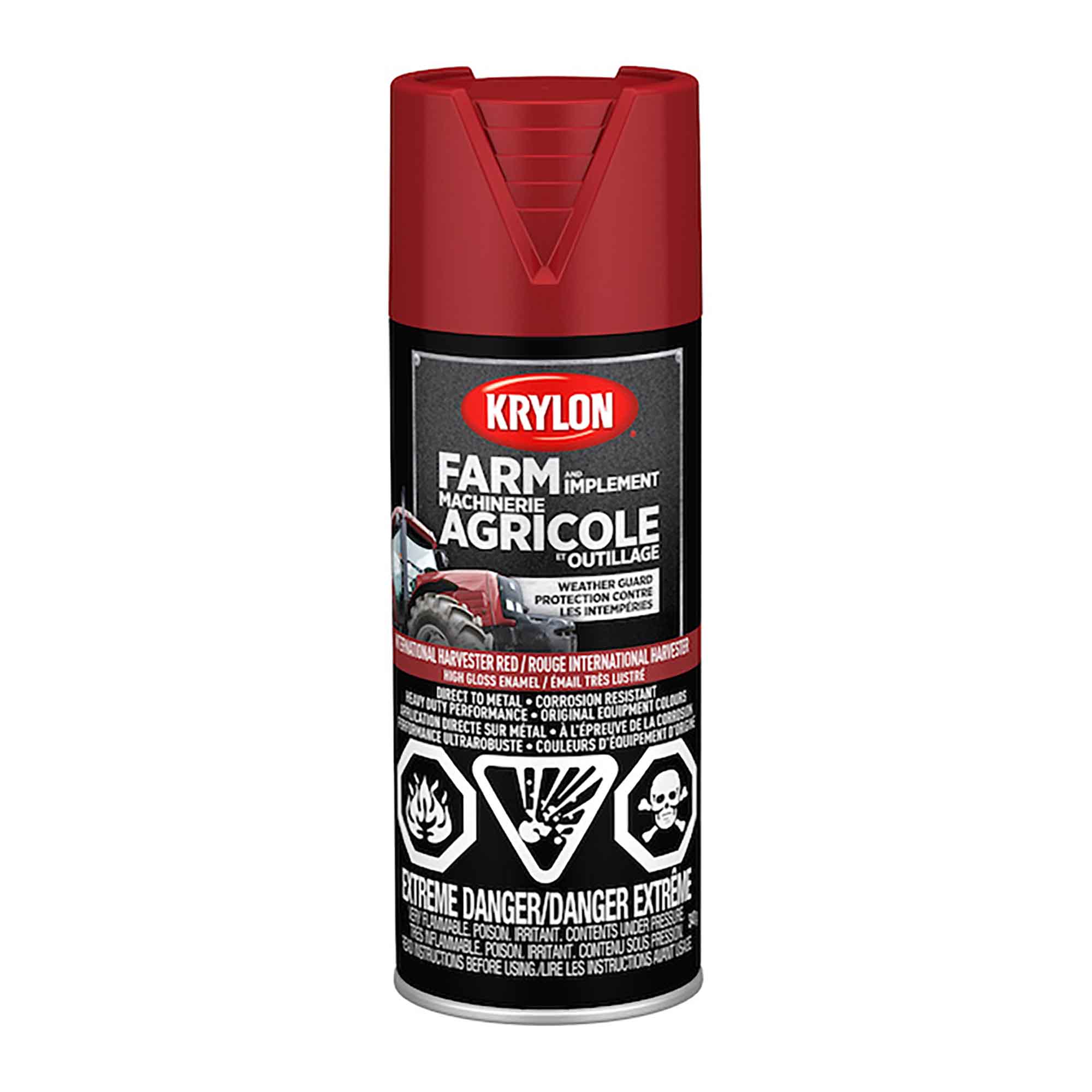 Krylon machinerie agricole et outillage émail en aérosol très lustré rouge International Harvester, 340 g