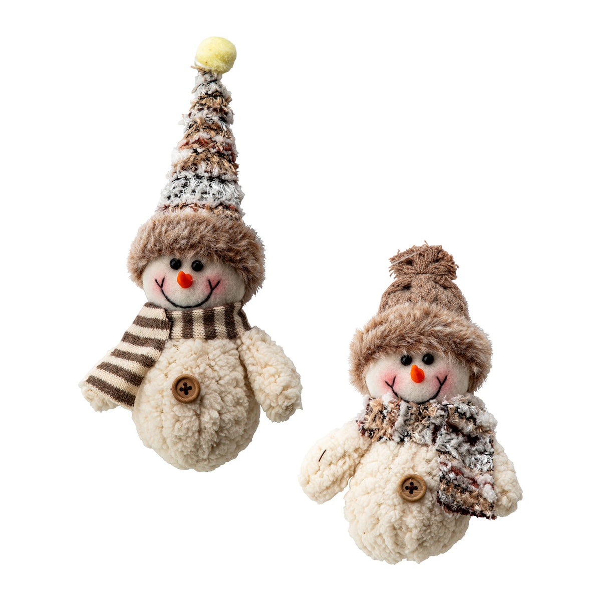 Bonhomme de neige à suspendre avec chapeau et écharpe de 7" (18 cm), choix entre 2 modèles