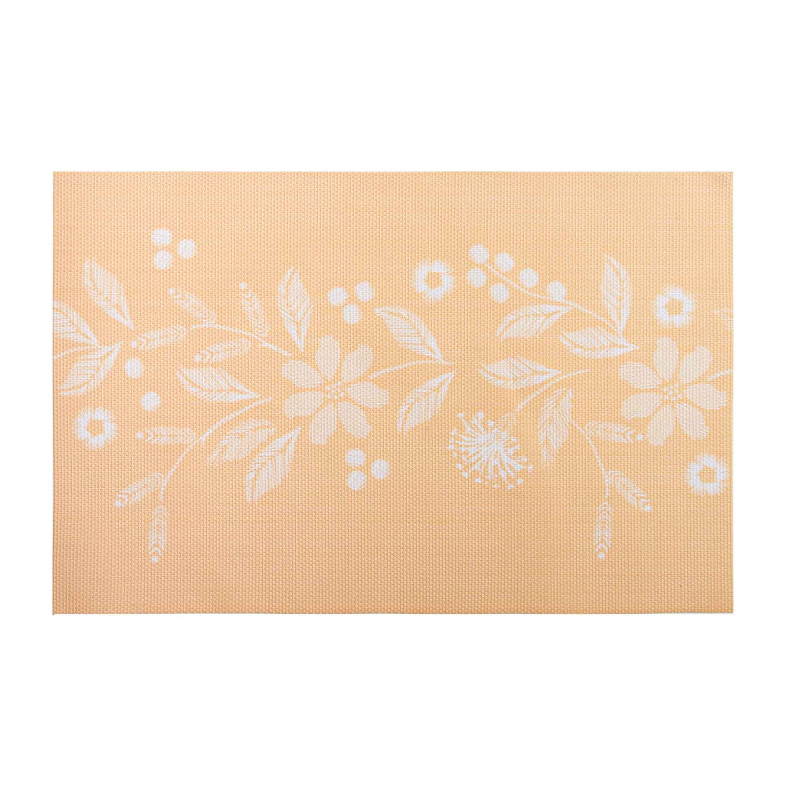 Napperon tissé en textilène de 12" x 18", imprimé fleuri