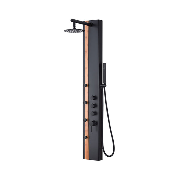 Matte black Shower Column with Bamboo Finish in Stainless Steel , 18.3 ...