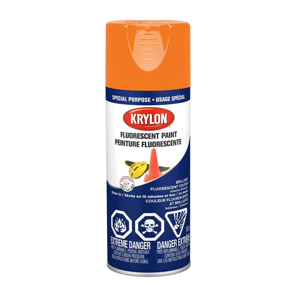 Krylon Fusion All-In-One peinture aérosol fluorescent jaune orange, 312 g