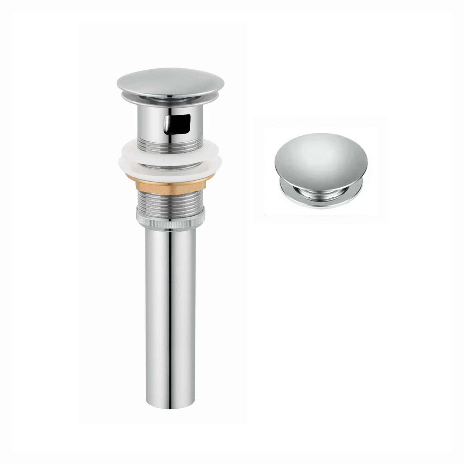 Bonde escamotable pour lavabo avec trop-plein, chrome