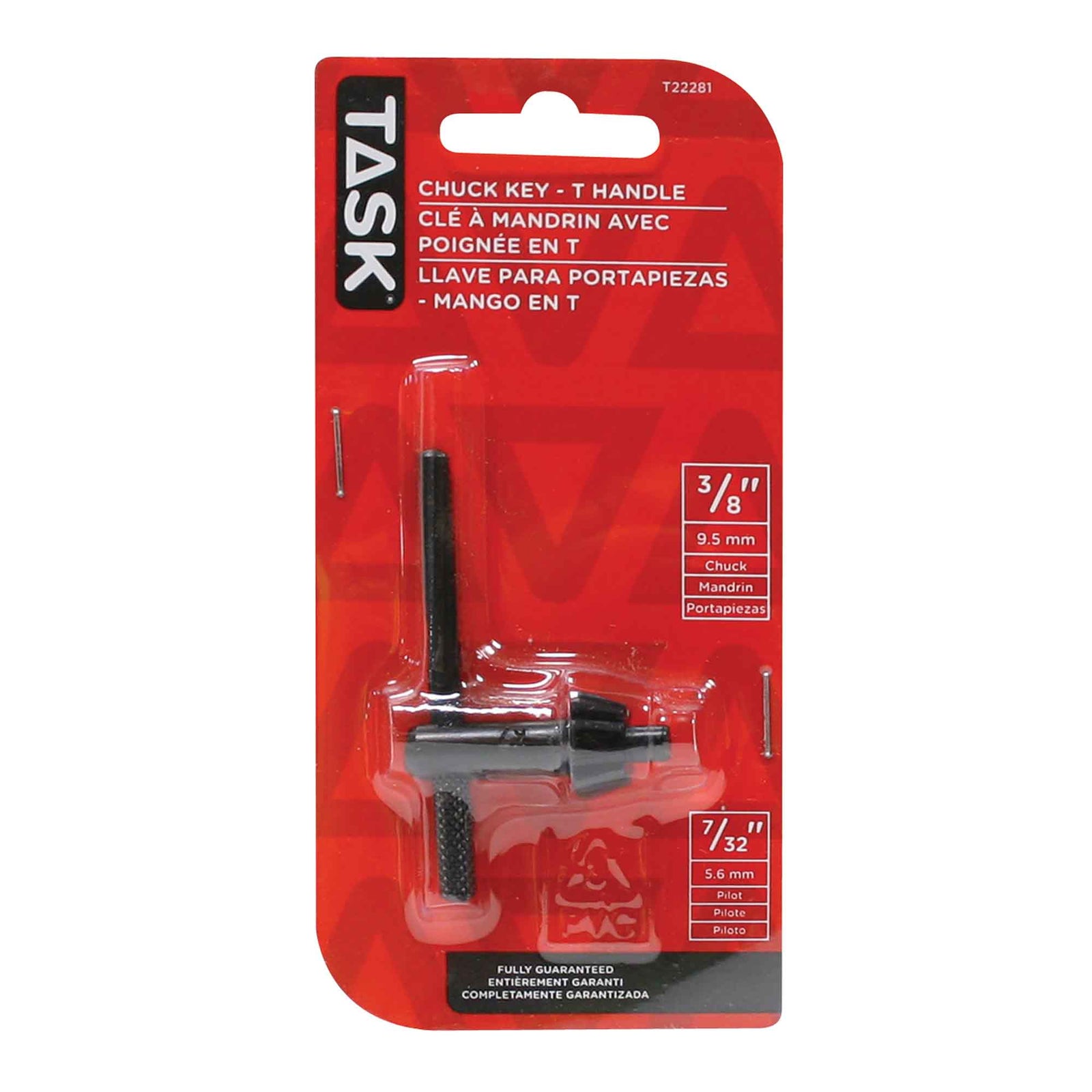 Clé de mandrin avec poignée en T, 3/8''