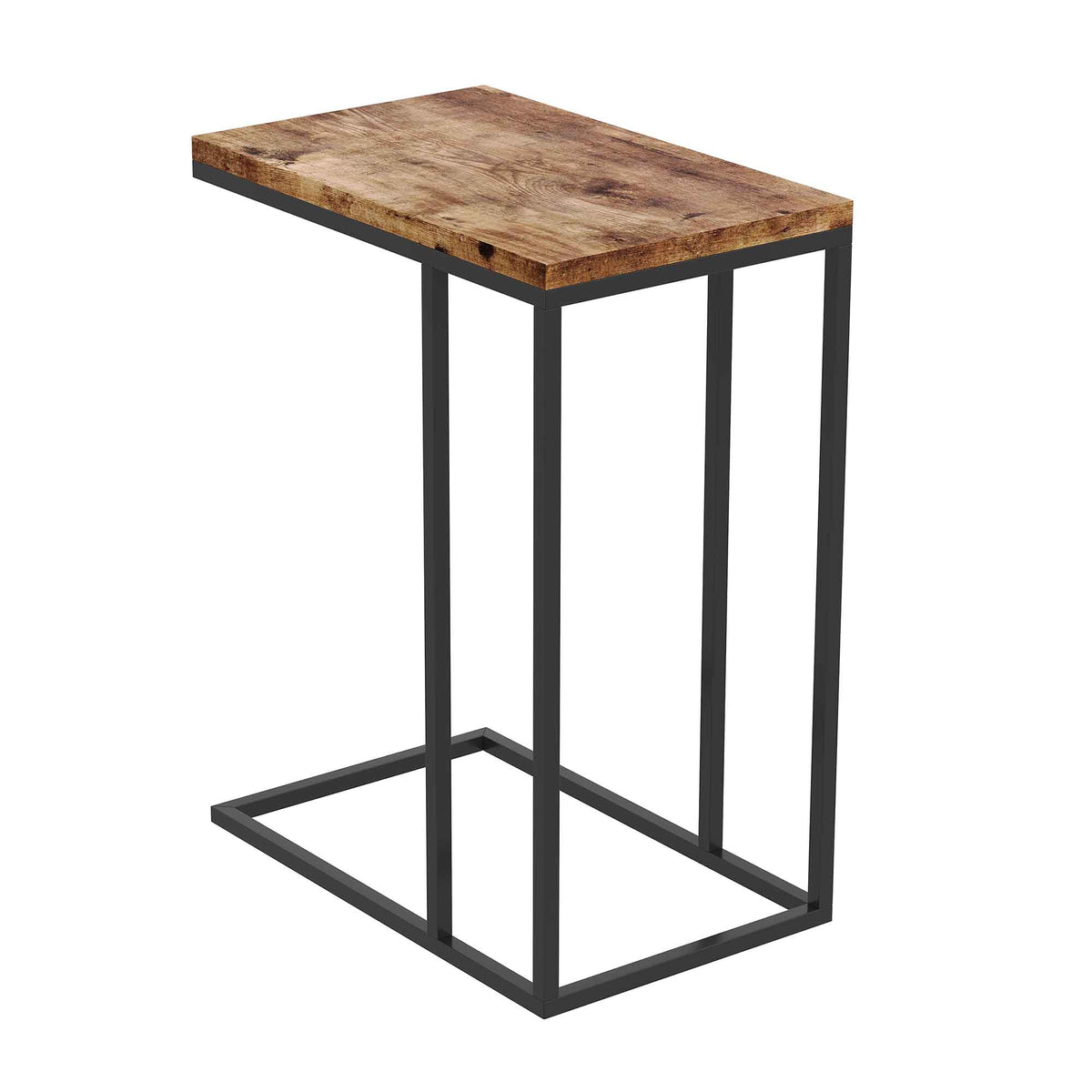 Table d’appoint en forme de ''C’’ avec dessus en bois récupéré, 20" x 12" x 24"