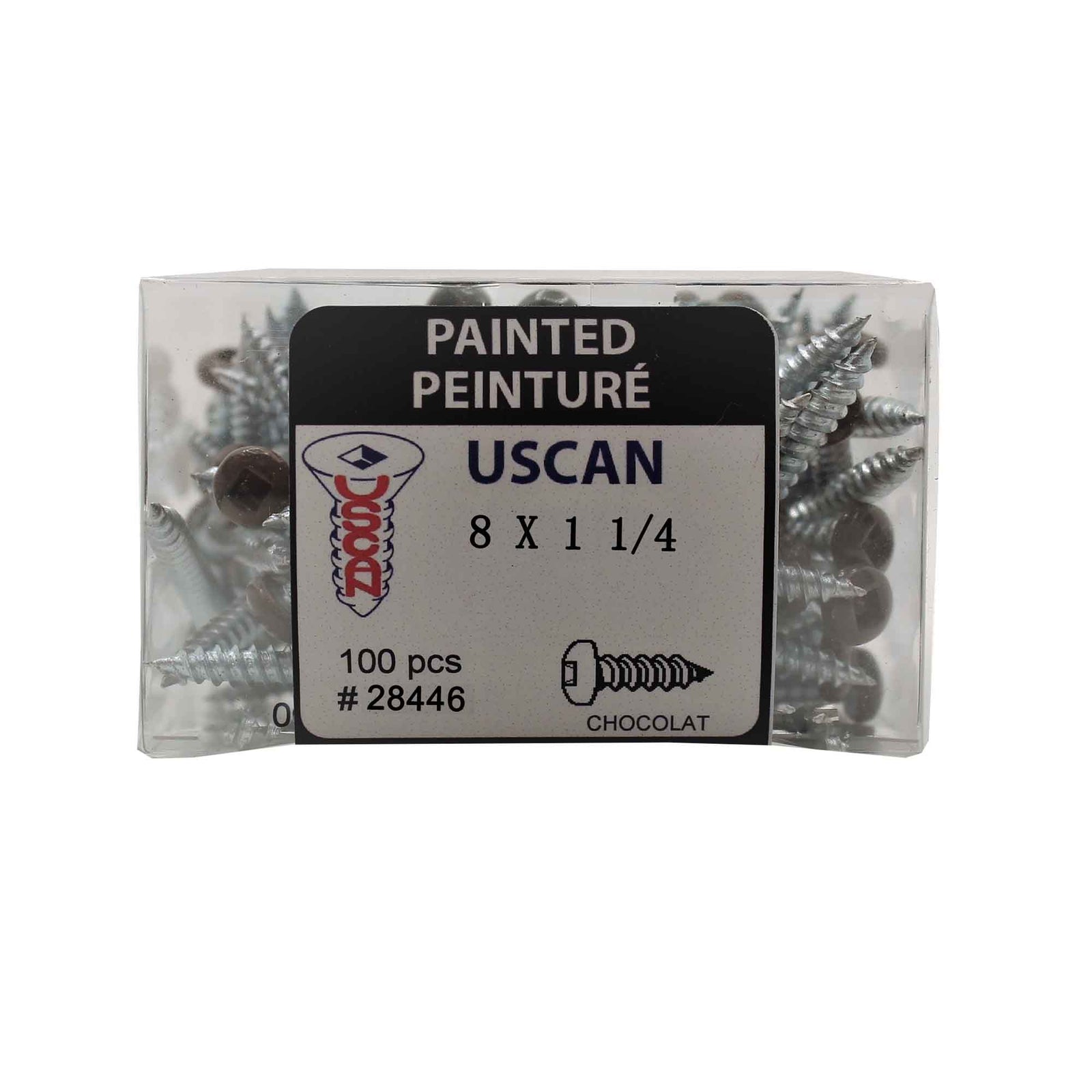 Vis pour métal à tête ronde de couleur chocolat, #8 x 1-1/4" (100 unités)