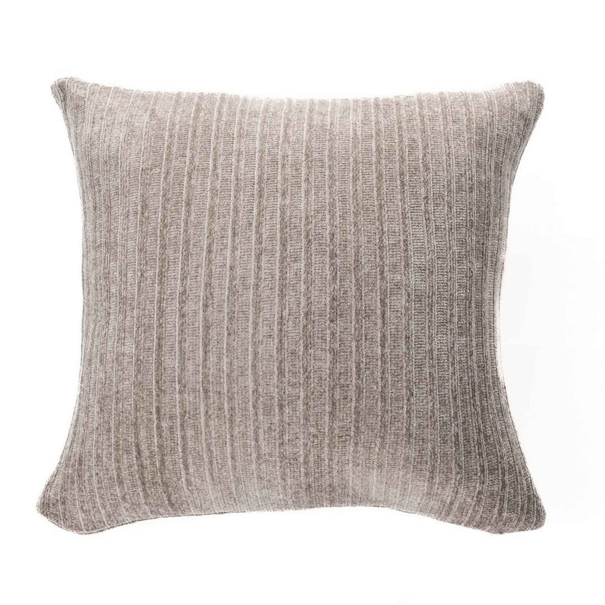 Oreiller européen Hippy en chenille de 25" x 25", taupe