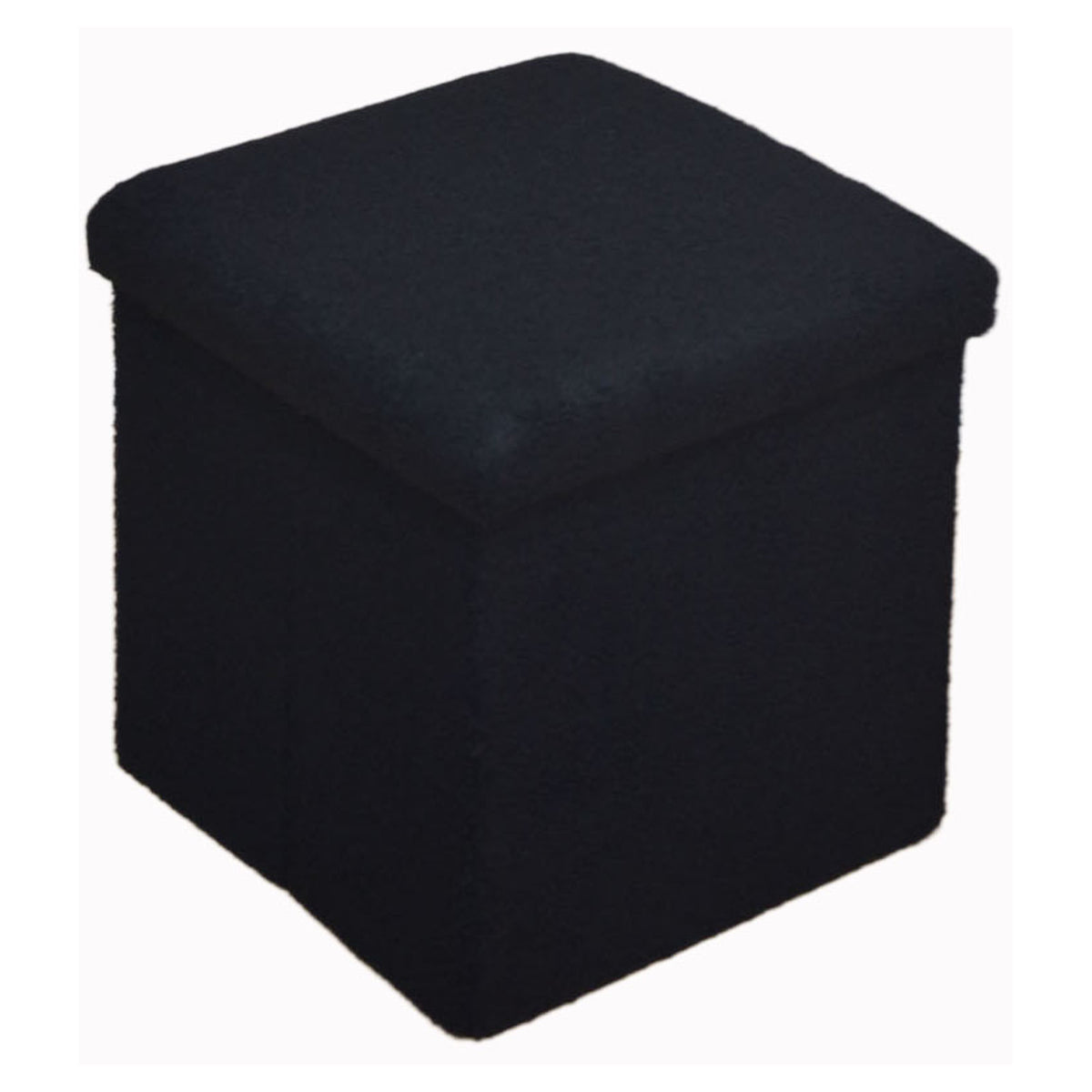 Pouf pliable avec rangement en tissu doux, 15" x 15" x 15" (noir)