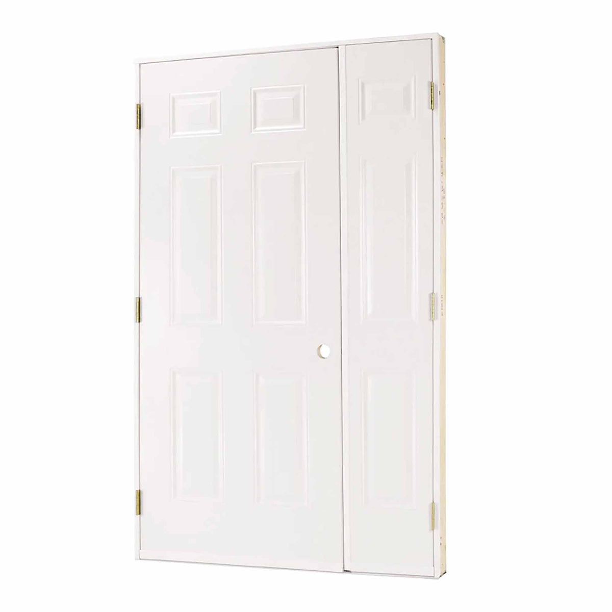 Porte de cabanon jumelle blanche en acier à ouverture à gauche vers l'extérieur, 50'' x 80-5/8'' 