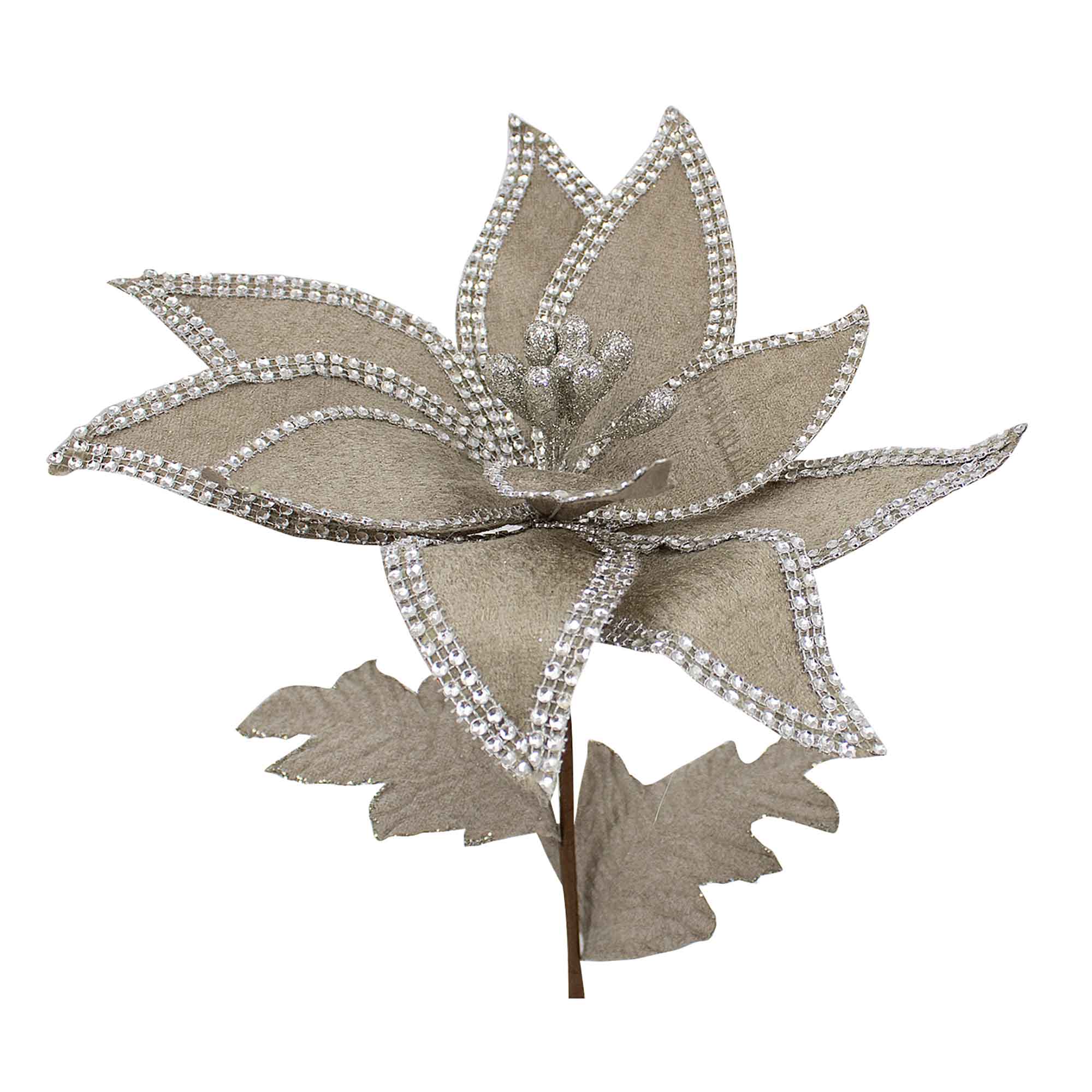 Pic de poinsettia de couleur argent, 22''