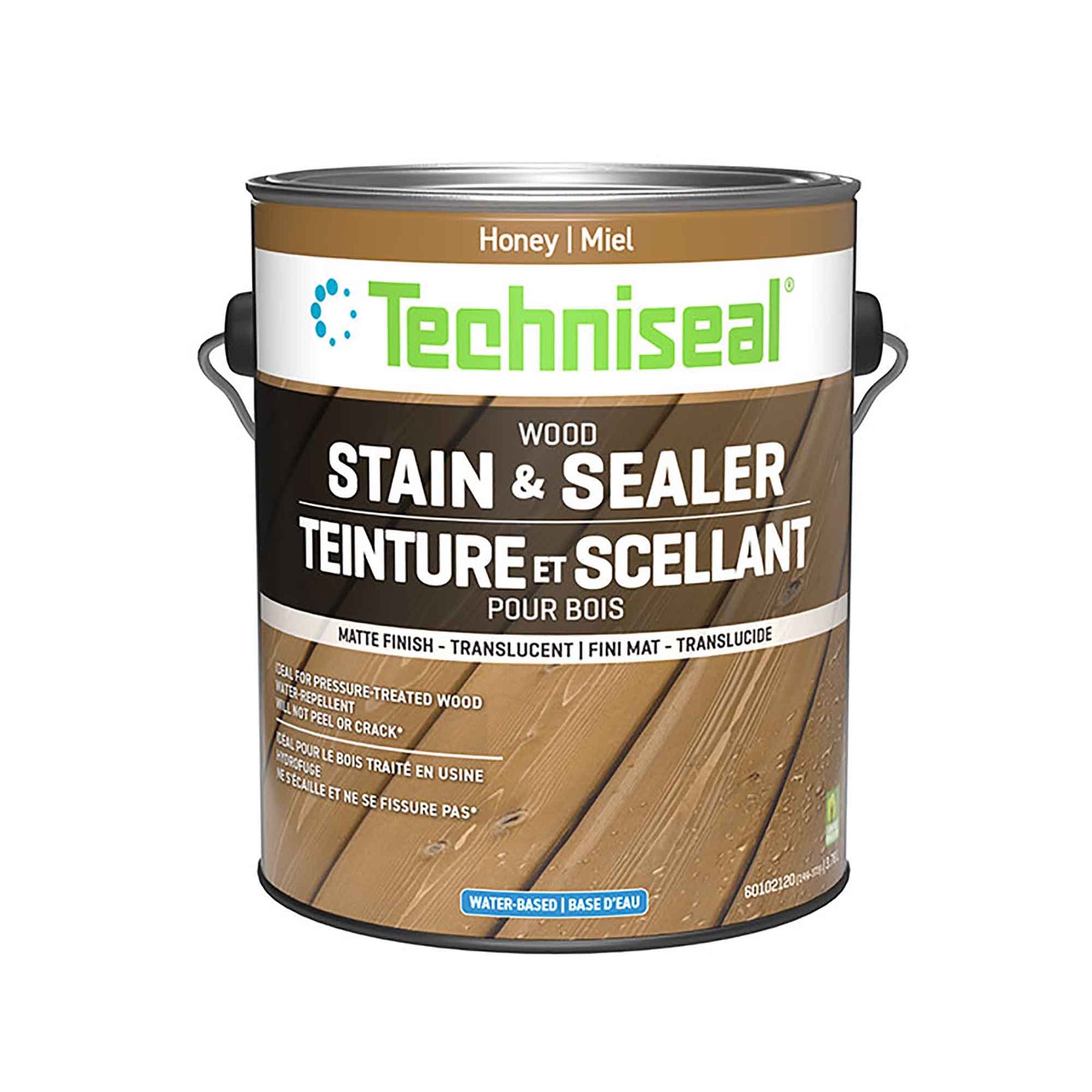 Teinture mate et scellant pour bois à base d'eau, miel (3,78 L)