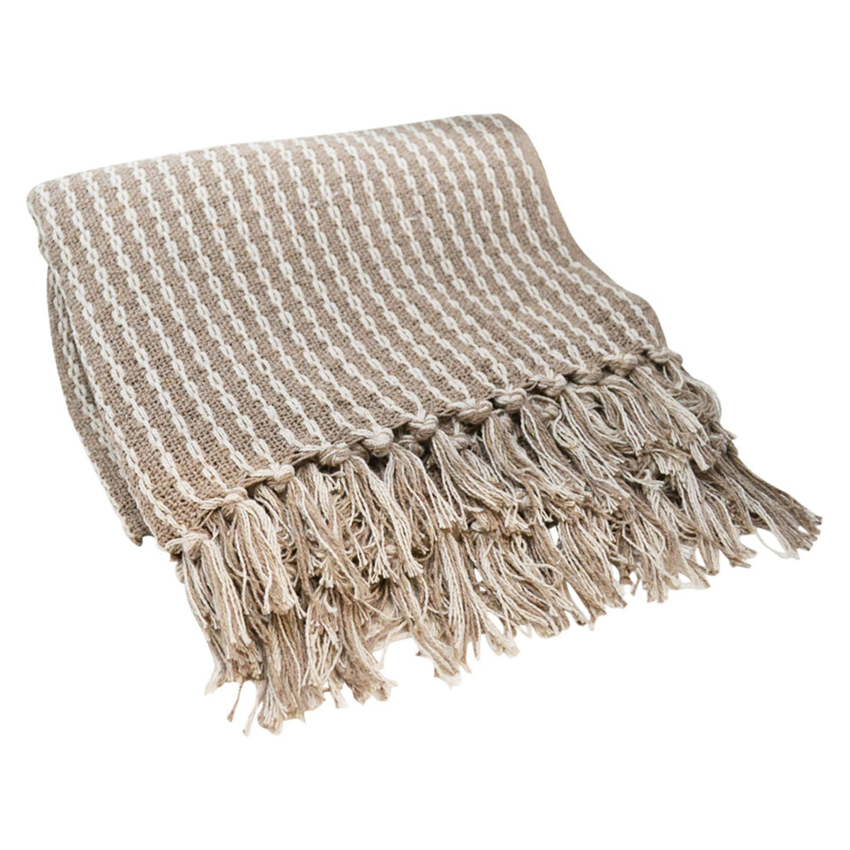 Jeté ligné Bombay, 50'' x 60'' (crème et taupe)