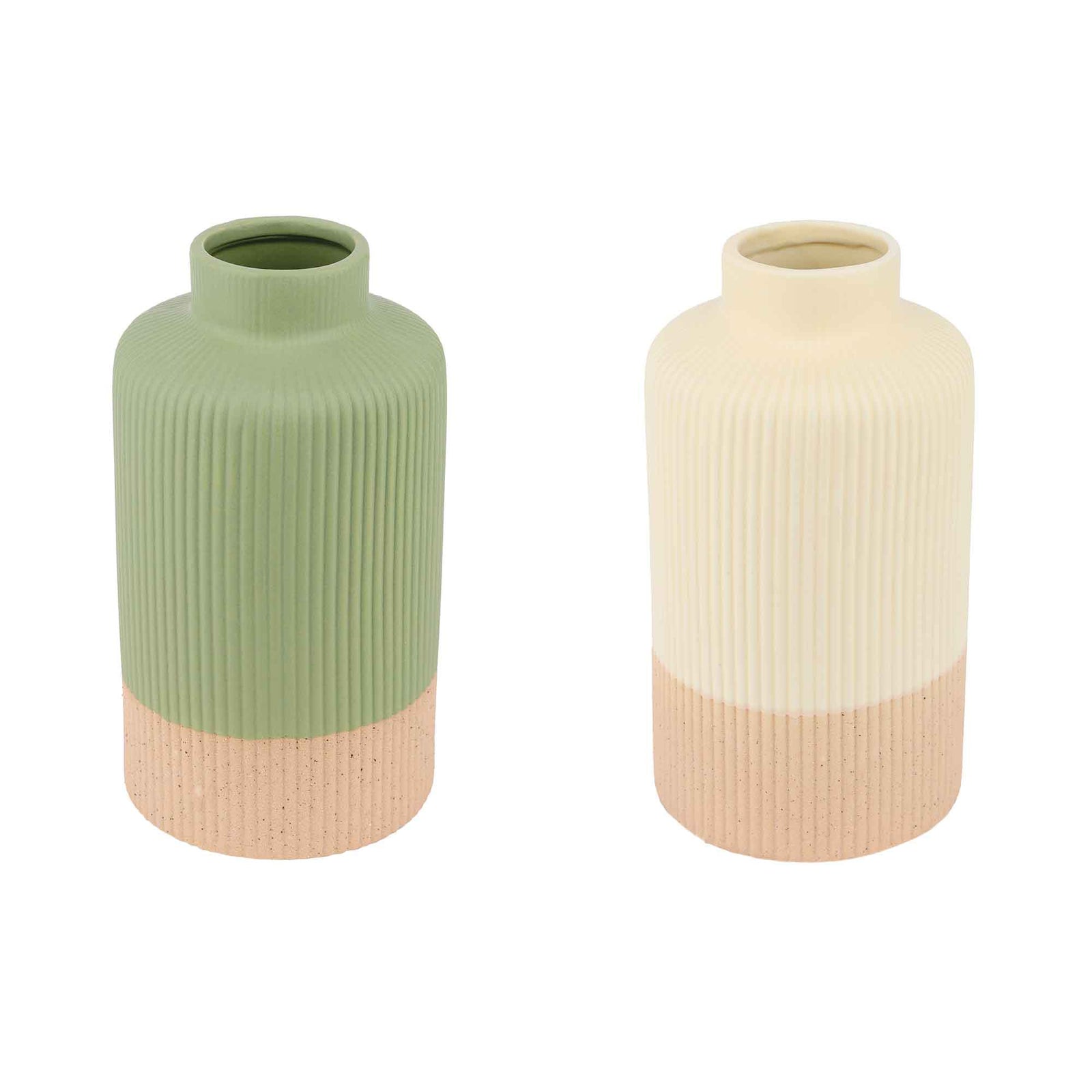 Vase à col en porcelaine striée, 7,9' (choix entre 2 modèles)