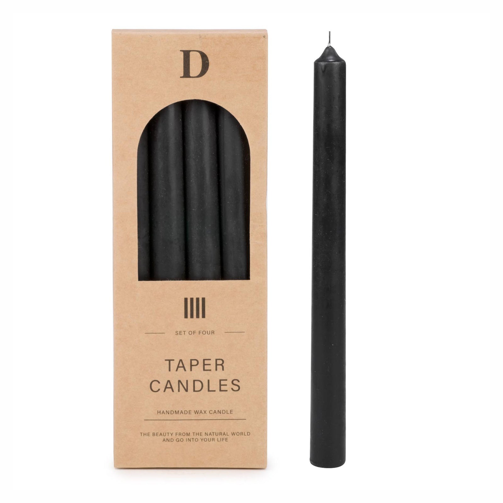 Ensemble de bougies coniques noir, 10" (4 unités)