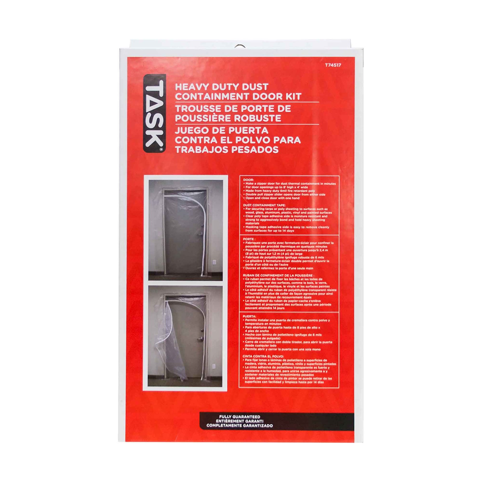 Porte à glissière pour le confinement thermique de la poussière, 4' x 8''